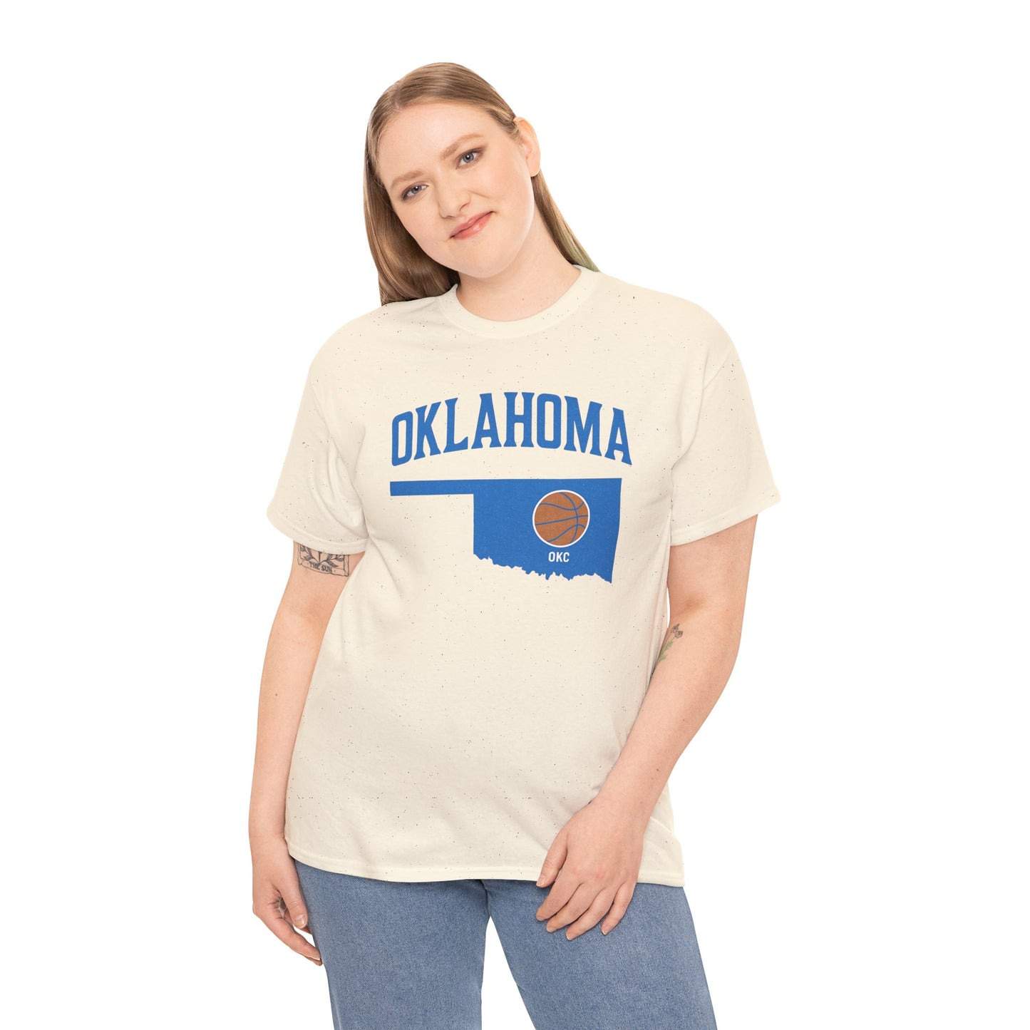 Oklahoma City Basketball Shirt | OKC Basketball Style Tee | Blue & Orange Oklahoma State T-Shir