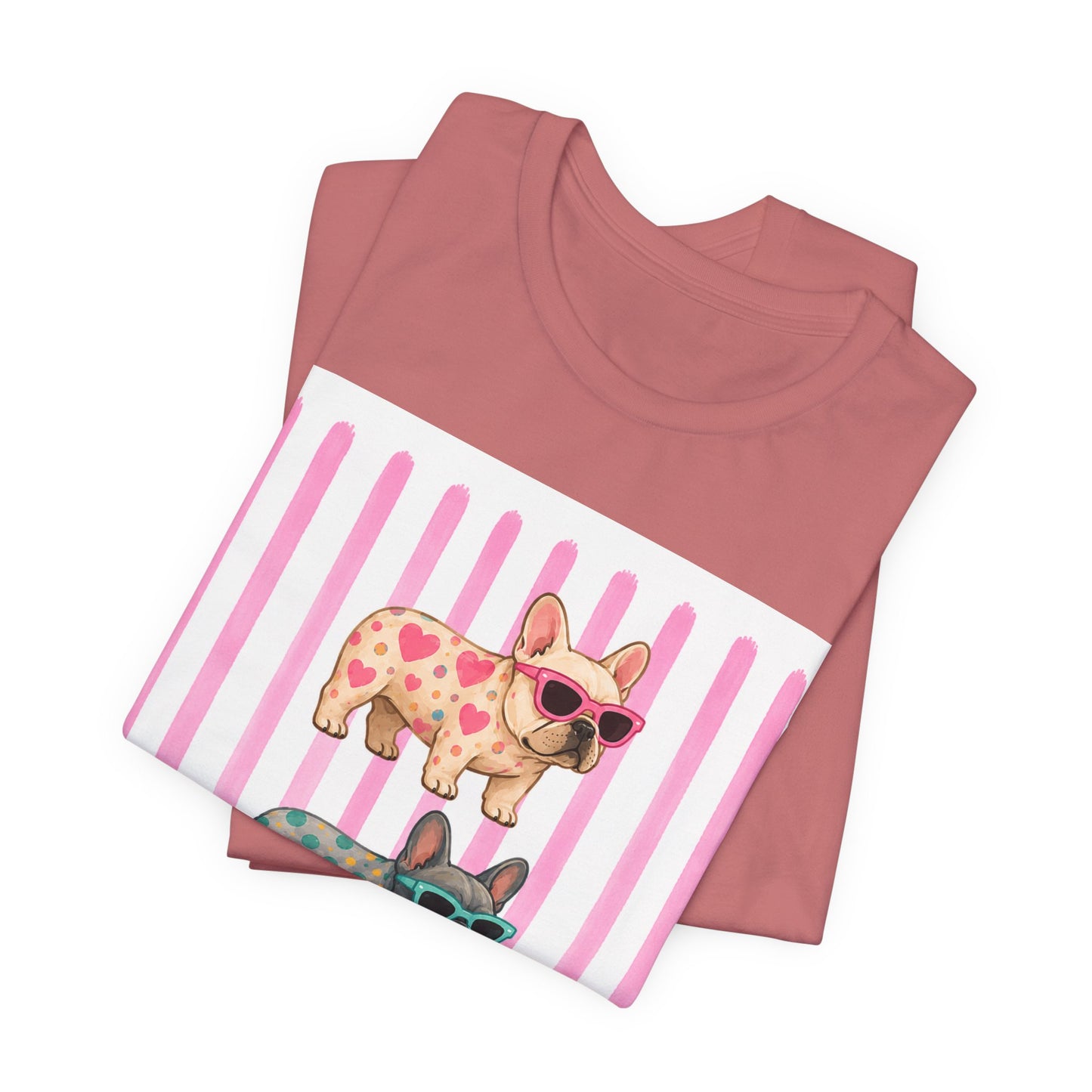 Cute French Bulldog Shirt, Pink Frenchie Sunglasses Tee, Colorful Frenchie Graphic Shirt, Dog Mom Gift, French Bulldog Lover T-Shirt