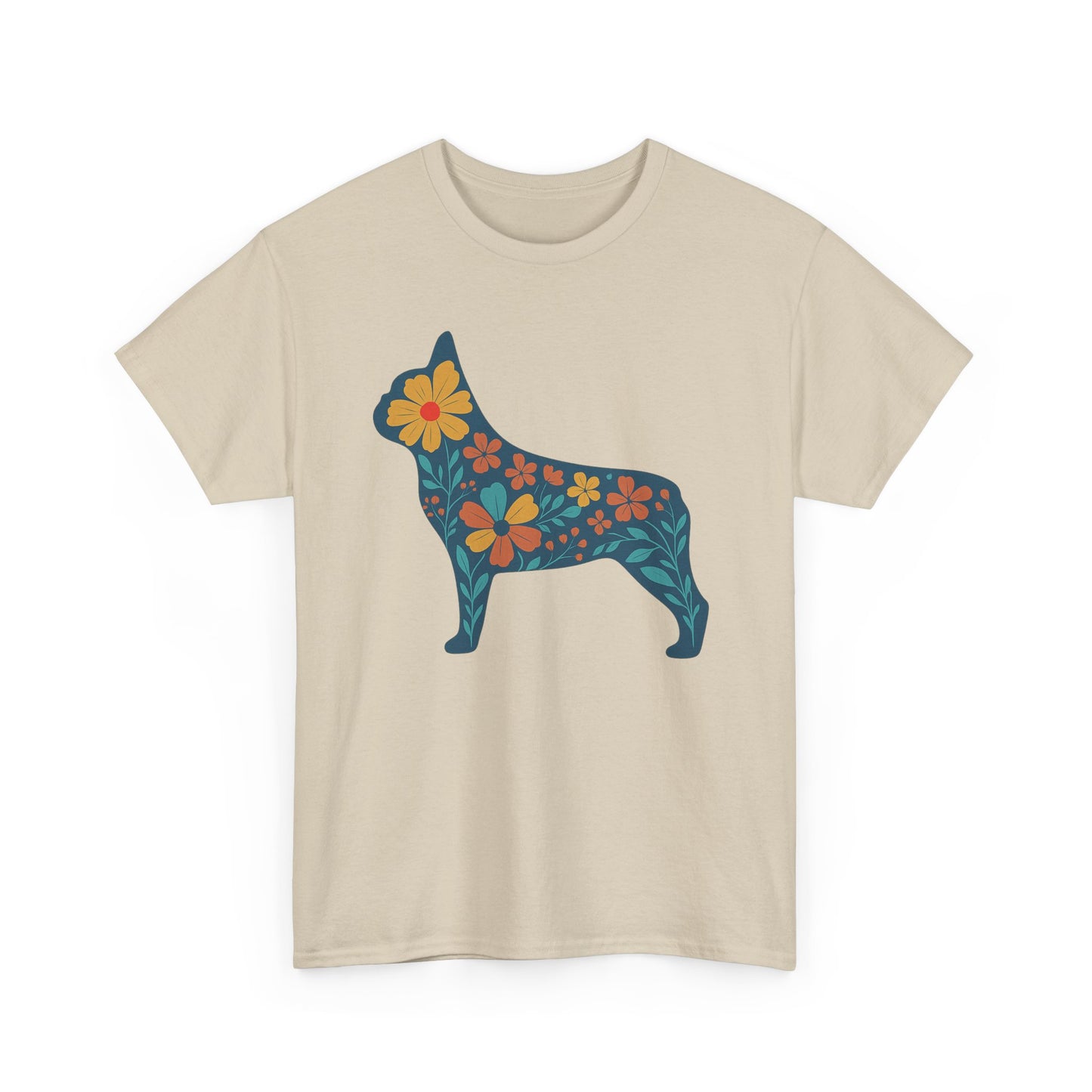 Floral Frenchie T-Shirt | Bright Flower French Bulldog Tee | Cute Dog Lover Shirt | Retro Pet Mom Gift | Boho Botanical Frenchie Graphic Tee