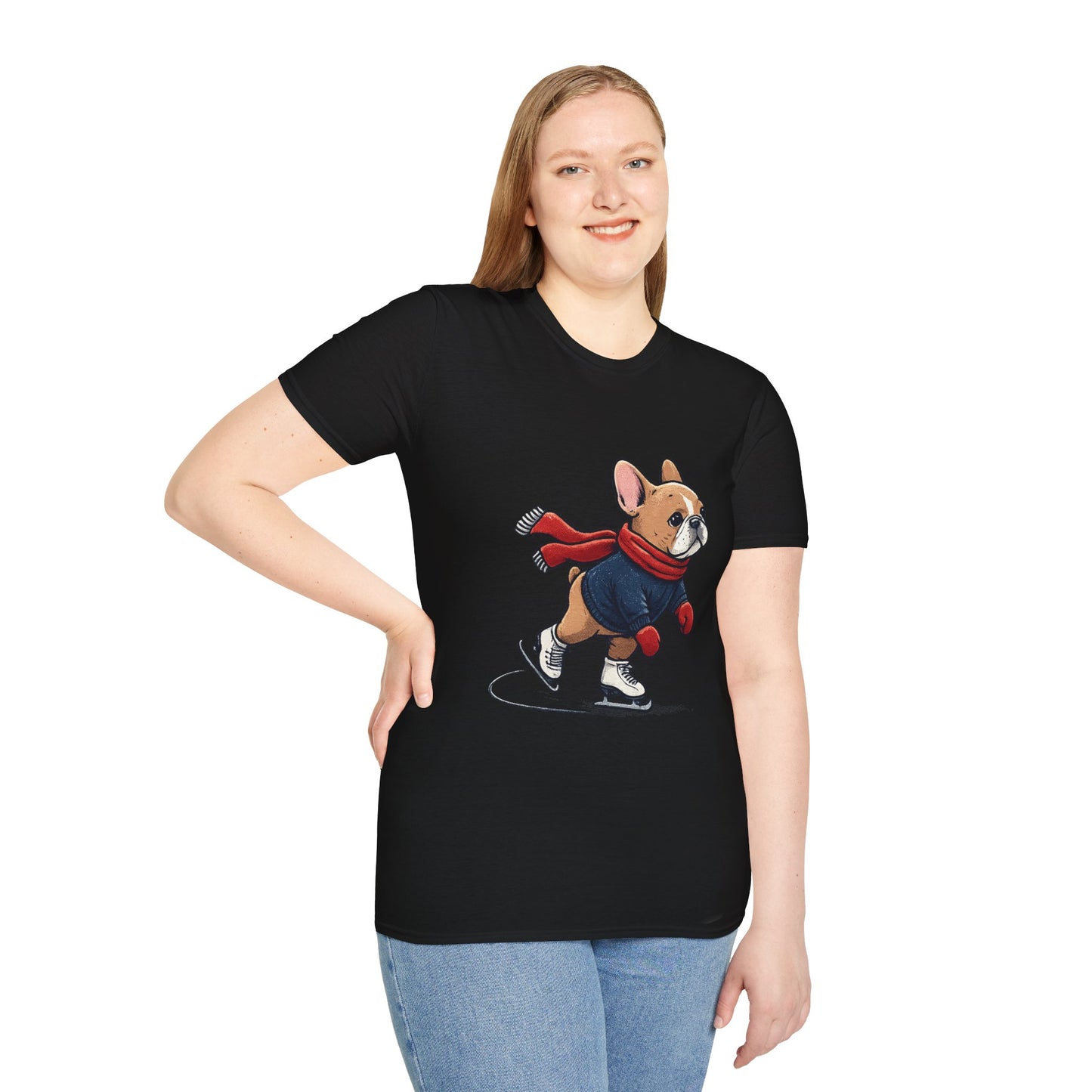 French Bulldog Ice Skating Shirt – Cute Winter Frenchie Tee, Holiday Dog Lover Gift, Skating Frenchie T-Shirt, Cozy Winter Puppy Graphic Tee