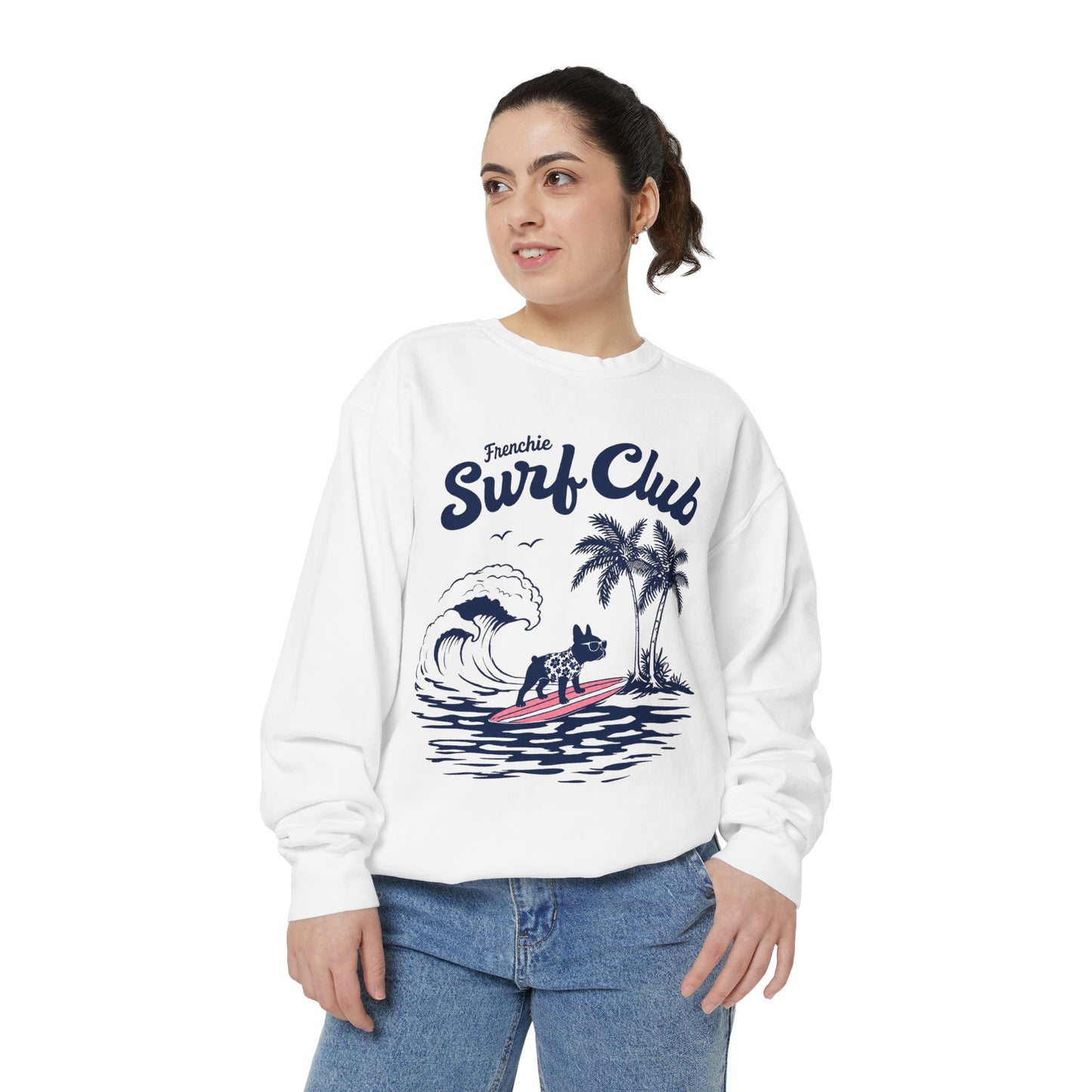 Surf Club Sweatshirt — Frenchie Surfing Graphic Crewneck