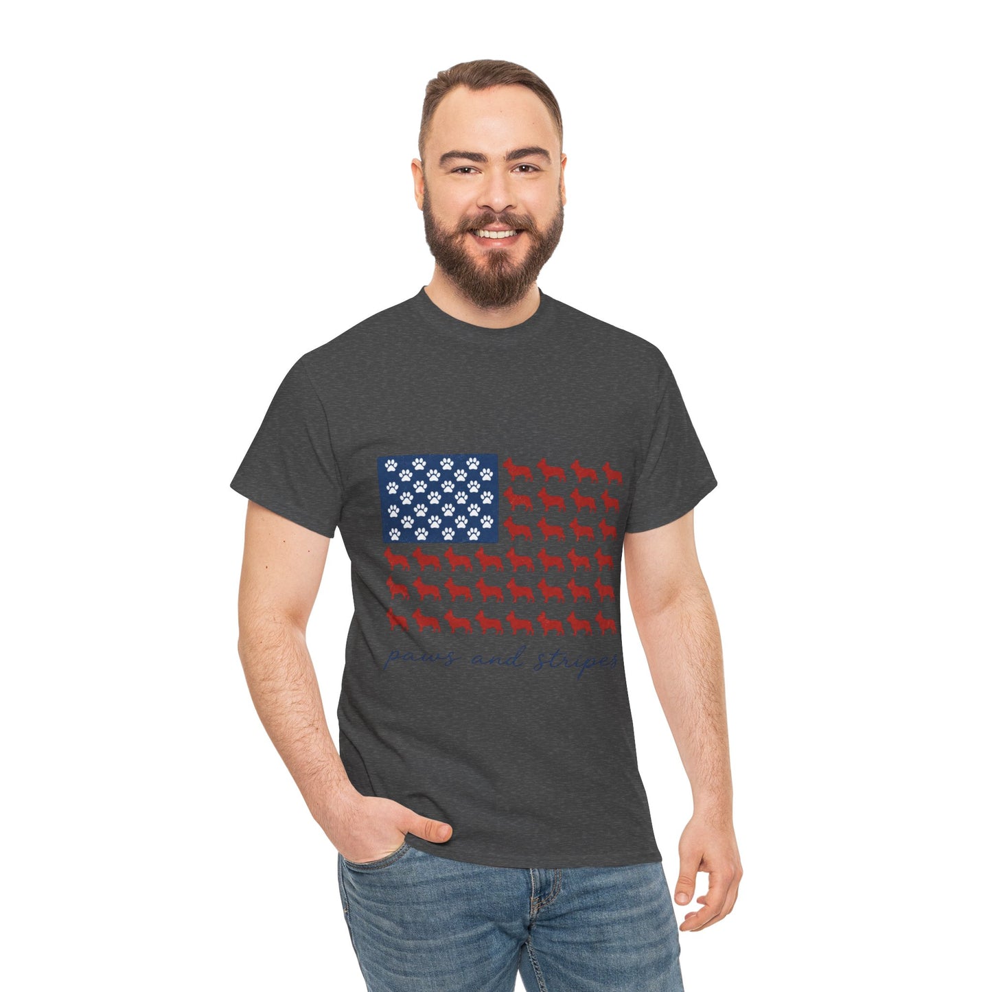 Paws and Stripes Shirt, Patriotic French Bulldog Tee, Frenchie American Flag Shirt, 4th of July Dog Lover Gift, USA Frenchie Tee