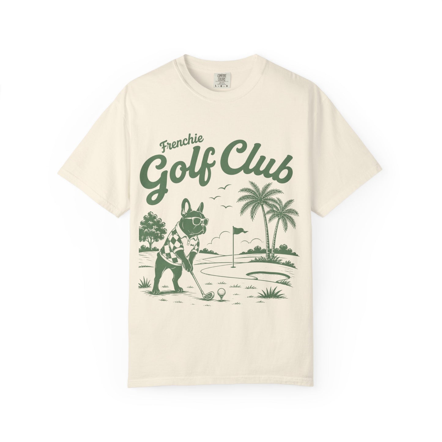 Golf Club T-Shirt — 'Frenchie Golf Club' Graphic Tee for Dog & Golf Lovers