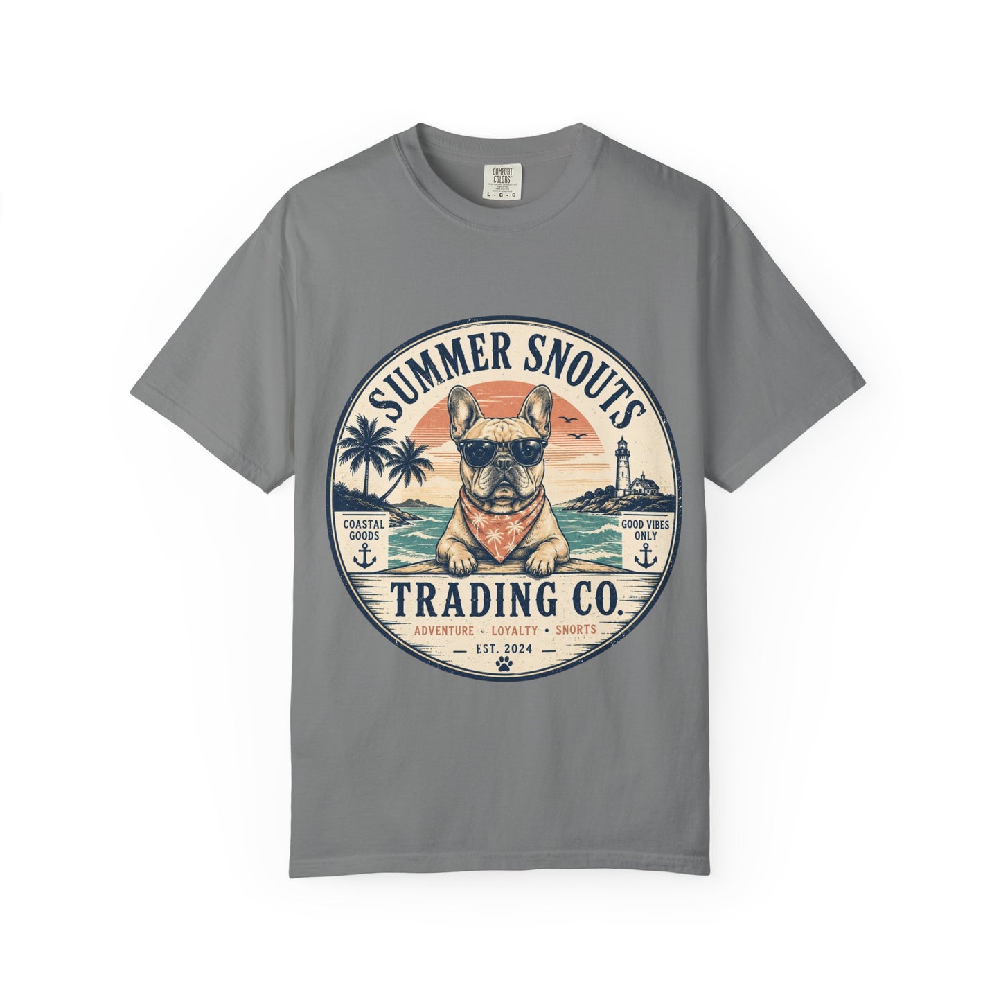 Summer Snouts Trading Co. T-Shirt — Vintage Beach French Bulldog Graphic Tee