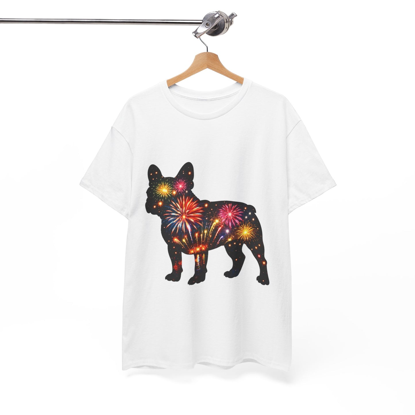 Patriotic French Bulldog Shirt, Fireworks Frenchie Tee, Fourth of July Dog Lover Shirt, Independence Day French Bulldog Gift, USA Dog Tee