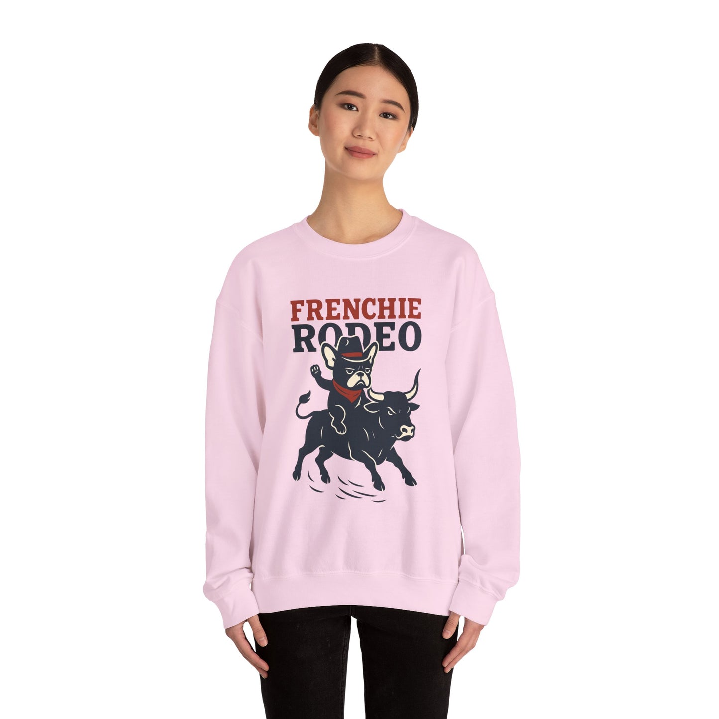 Frenchie Rodeo Sweatshirt – Cowboy French Bulldog Crewneck, Western Dog Lover Gift, Funny Rodeo Pullover for Pet Moms & Dads