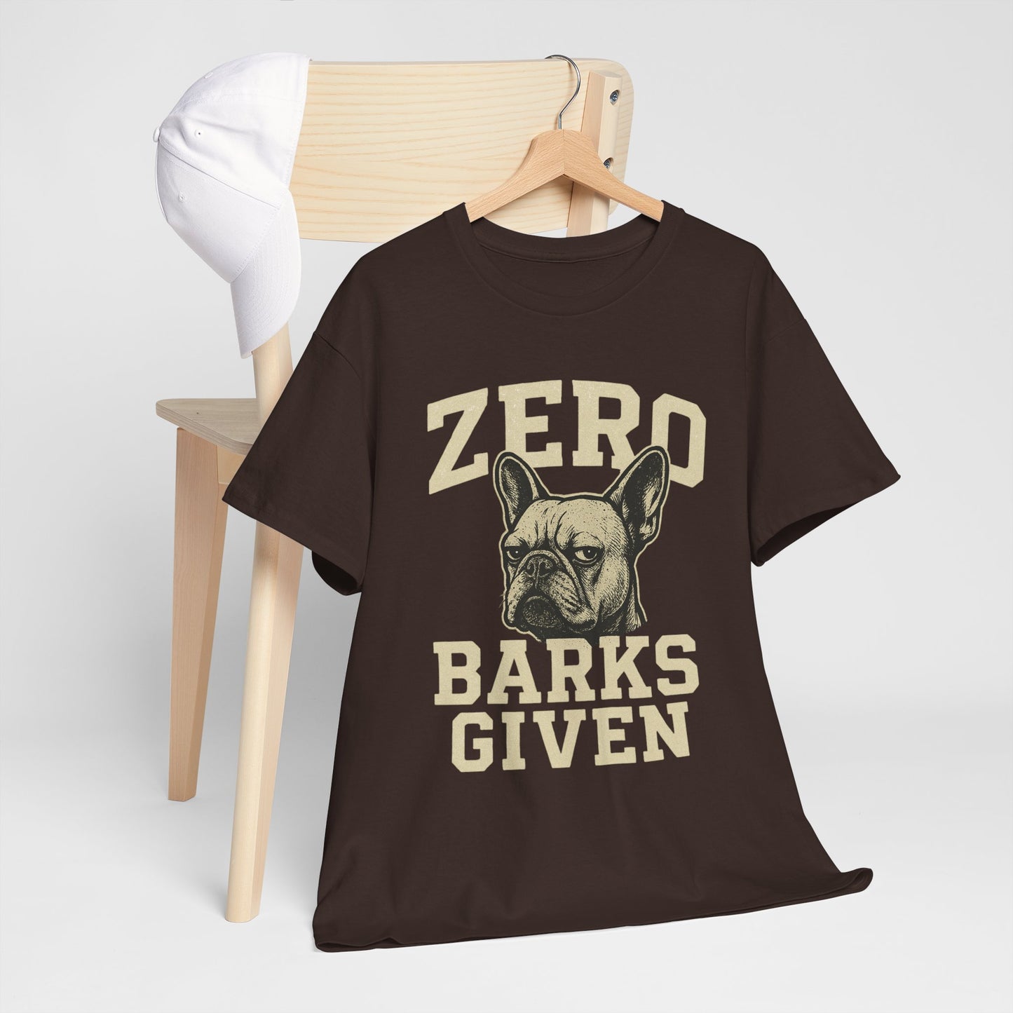 Zero Barks Given Frenchie T-Shirt – Funny French Bulldog Tee, Grumpy Dog Humor Shirt, Frenchie Lover Gift, Dog Mom Graphic Tee, Vintage Style Dog Shirt