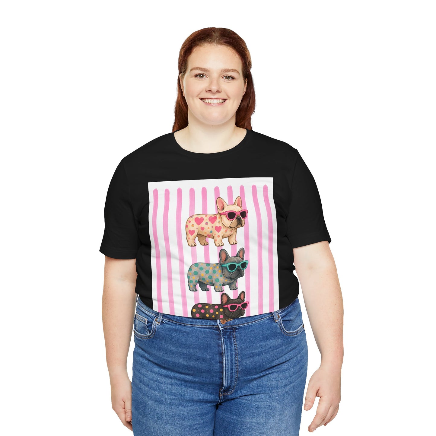 Cute French Bulldog Shirt, Pink Frenchie Sunglasses Tee, Colorful Frenchie Graphic Shirt, Dog Mom Gift, French Bulldog Lover T-Shirt
