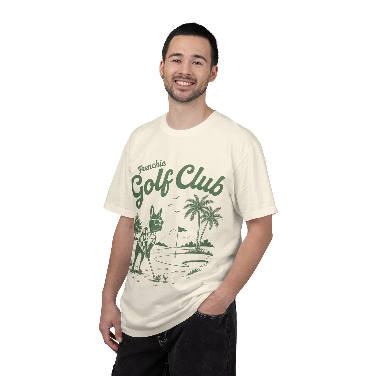 Golf Club T-Shirt — 'Frenchie Golf Club' Graphic Tee for Dog & Golf Lovers