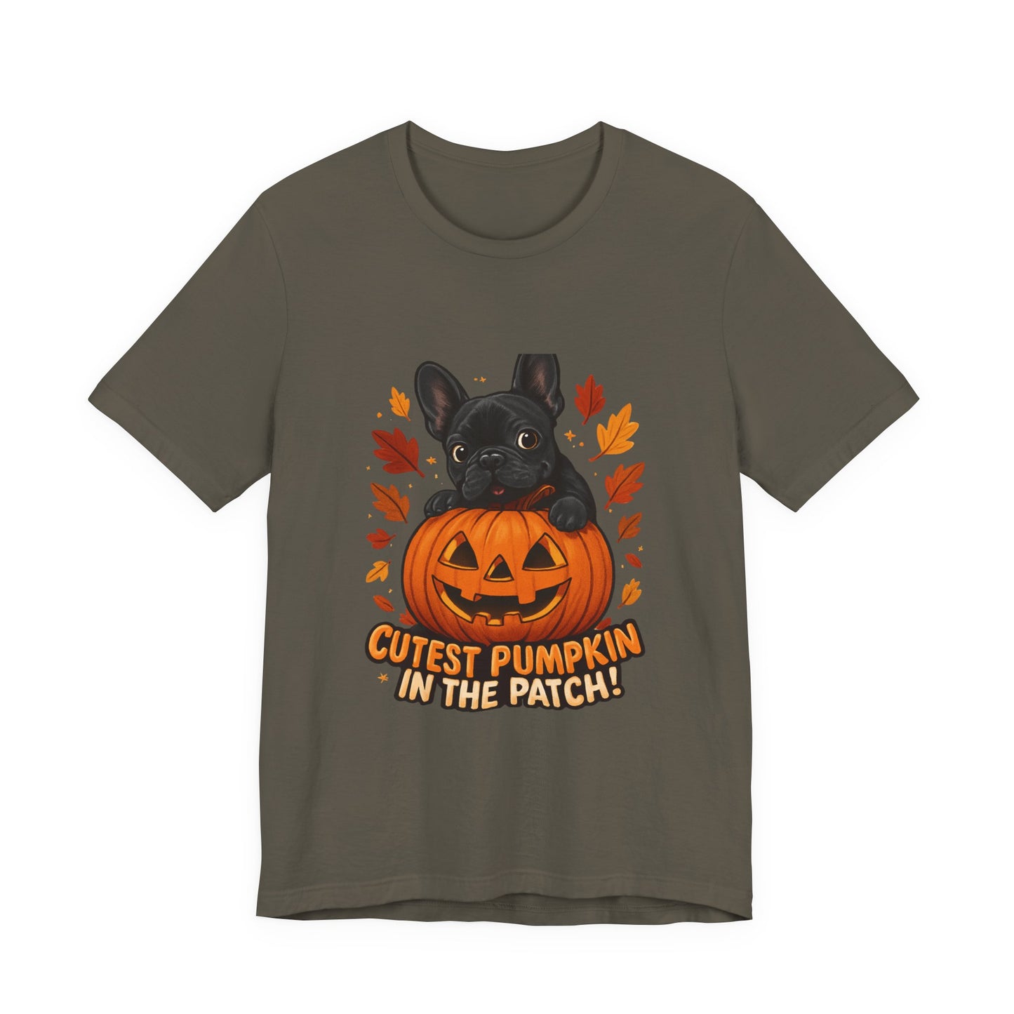 Cutest Pumpkin in the Patch Frenchie T-Shirt | Halloween Dog Lover Tee | Fall French Bulldog Shirt | Cute Pumpkin Patch Graphic Tee
