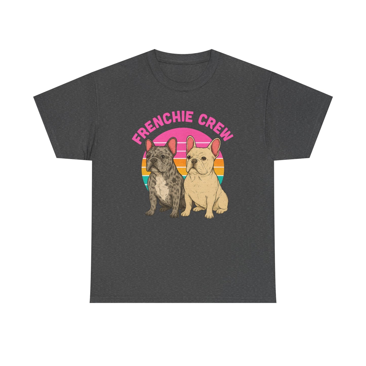Frenchie Crew T-Shirt | Retro French Bulldog Tee | Merle & Cream Frenchie Dog Lover Shirt | Cute Gift for Frenchie Moms & Dads