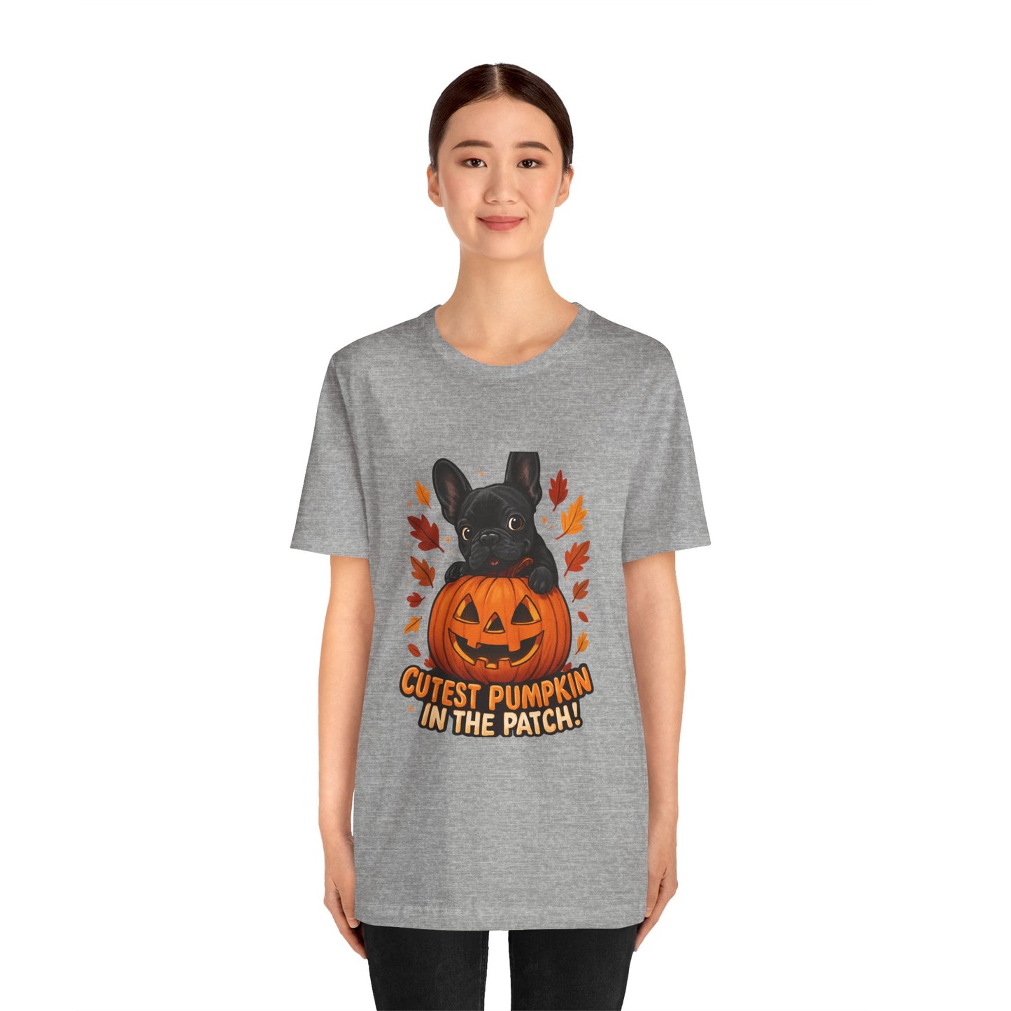 Cutest Pumpkin in the Patch Frenchie T-Shirt | Halloween Dog Lover Tee | Fall French Bulldog Shirt | Cute Pumpkin Patch Graphic Tee