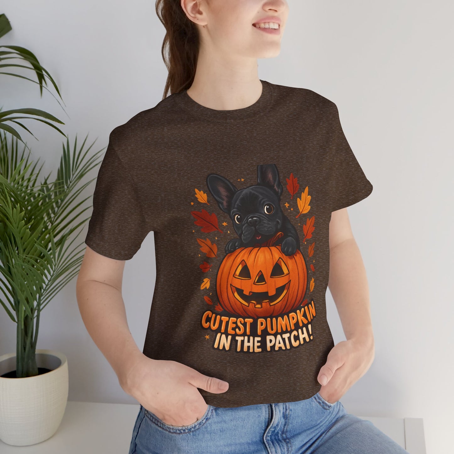 Cutest Pumpkin in the Patch Frenchie T-Shirt | Halloween Dog Lover Tee | Fall French Bulldog Shirt | Cute Pumpkin Patch Graphic Tee