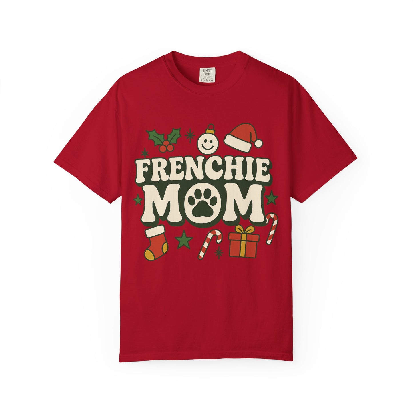 Merry Frenchie Mom T-Shirt | Christmas Dog Mom Tee | Festive French Bulldog Top | Cute Holiday Dog Lover Gift Shirt