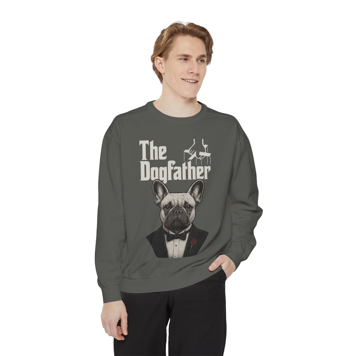 The Dogfather Sweatshirt | Funny French Bulldog Pullover | Dog Dad Crewneck | Mafia Style Frenchie Lover Sweater