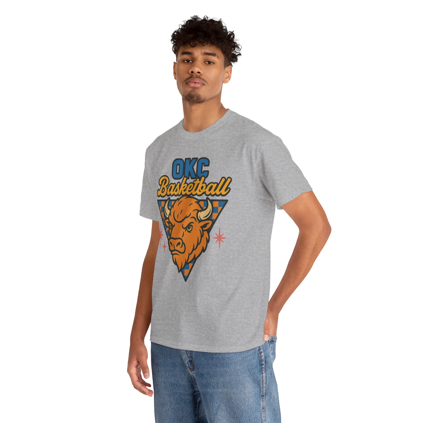OKC Basketball Bison T-Shirt | Oklahoma City Retro Basketball Tee | Thunder Style Shirt | OKC Fan Gift | Vintage Sports Graphic