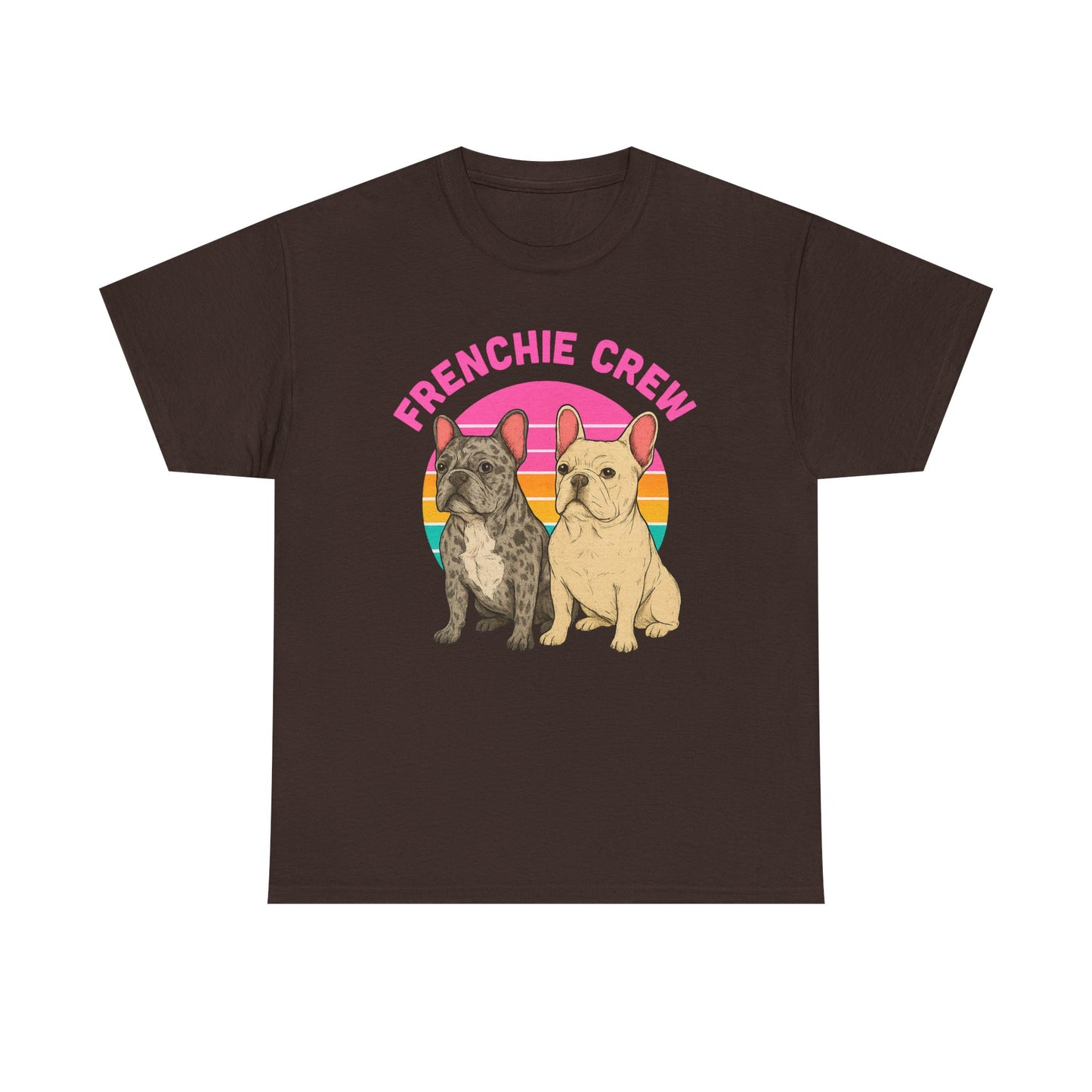 Frenchie Crew T-Shirt | Retro French Bulldog Tee | Merle & Cream Frenchie Dog Lover Shirt | Cute Gift for Frenchie Moms & Dads