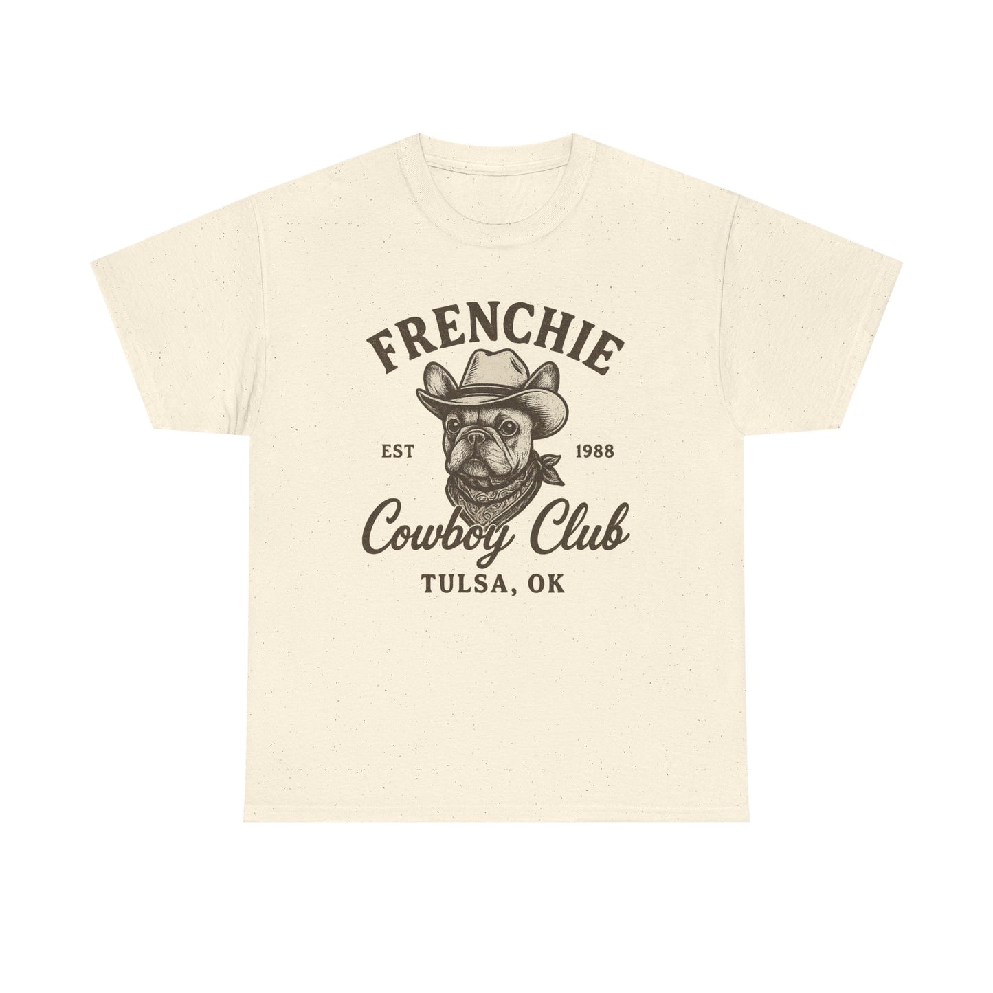 Frenchie Cowboy Club T-Shirt | Western French Bulldog Tee | Tulsa Oklahoma Dog Lover Shirt | Vintage Cowboy Graphic | Country Pet Gift