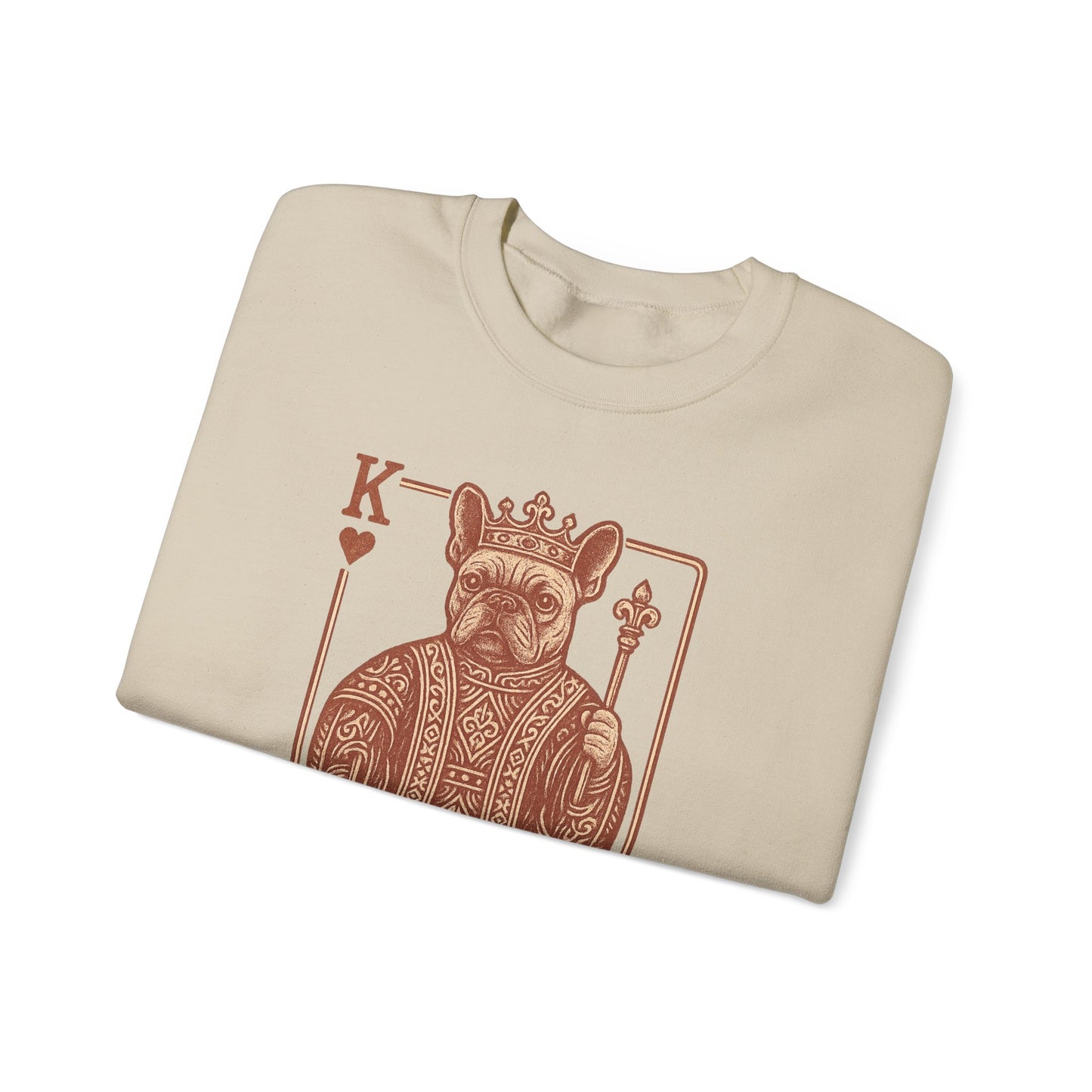 King French Bulldog Sweatshirt, Frenchie Playing Card Crewneck, Royal French Bulldog Pullover, King of Hearts Frenchie Sweatshirt, Vintage Dog Lover Gift