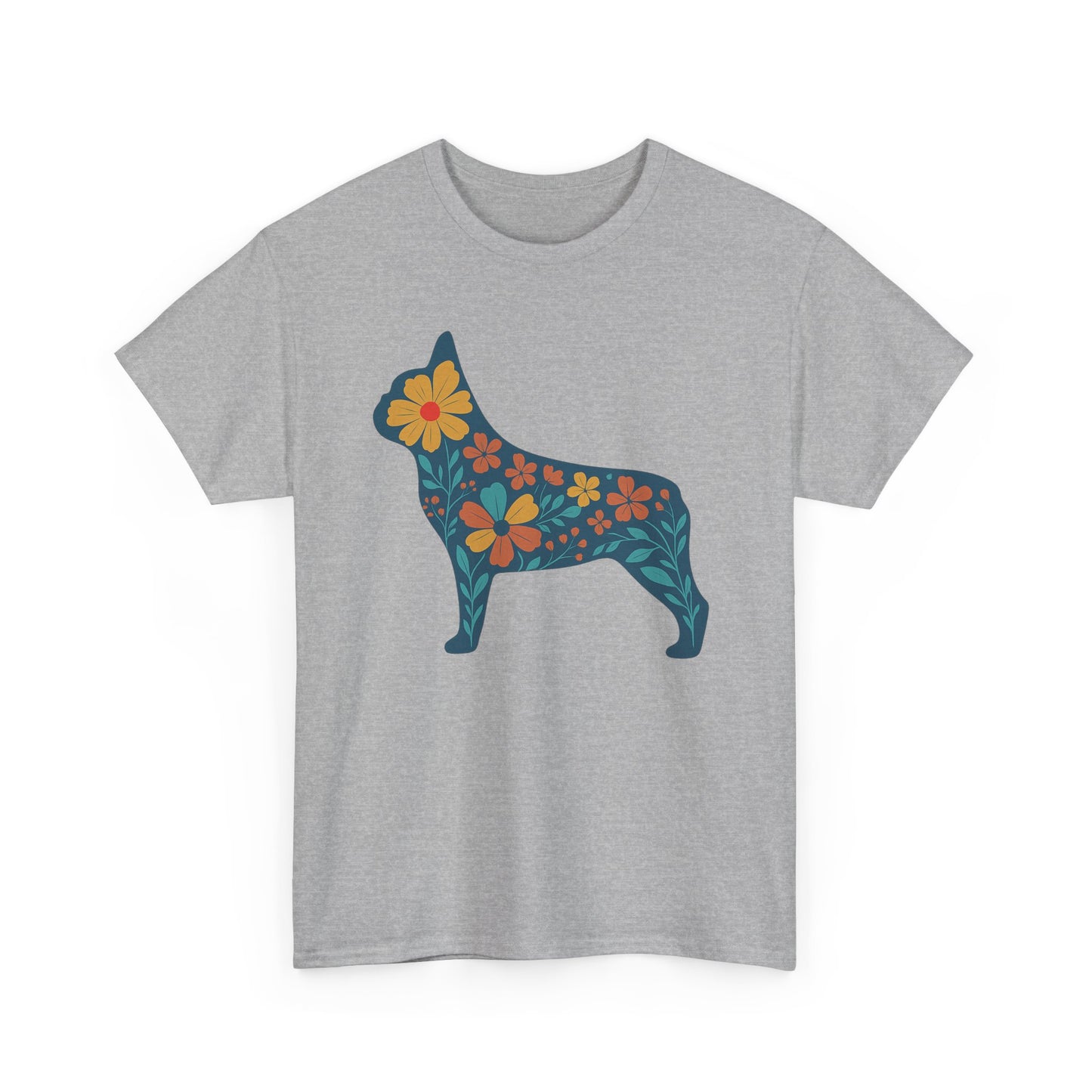 Floral Frenchie T-Shirt | Bright Flower French Bulldog Tee | Cute Dog Lover Shirt | Retro Pet Mom Gift | Boho Botanical Frenchie Graphic Tee