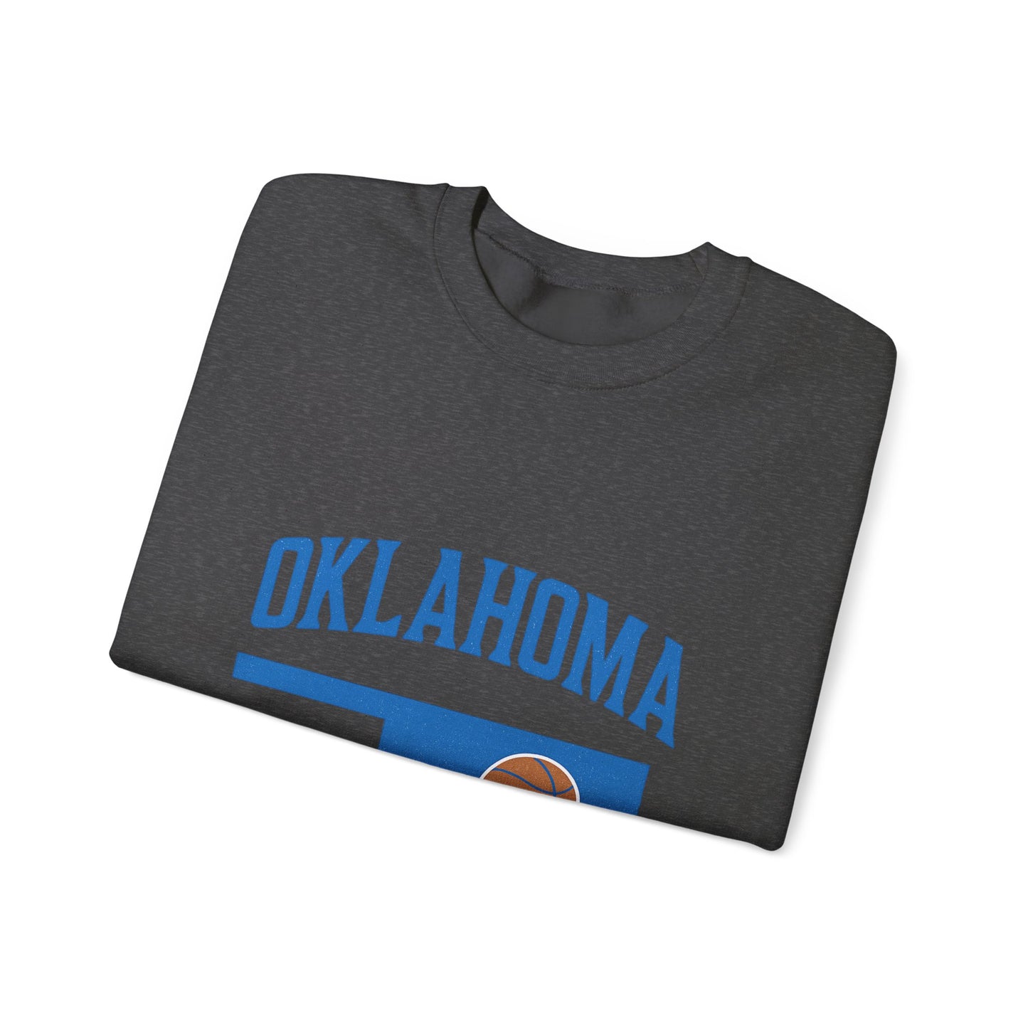 Oklahoma Basketball Sweatshirt | OKC State Outline Pullover | Blue and Orange Game Day Crewneck | Retro Oklahoma Sports Sweater