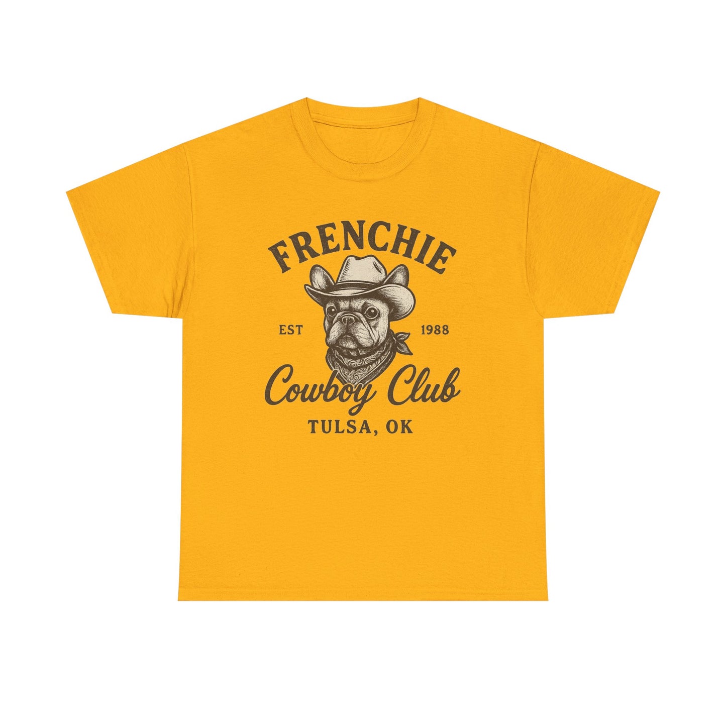 Frenchie Cowboy Club T-Shirt | Western French Bulldog Tee | Tulsa Oklahoma Dog Lover Shirt | Vintage Cowboy Graphic | Country Pet Gift