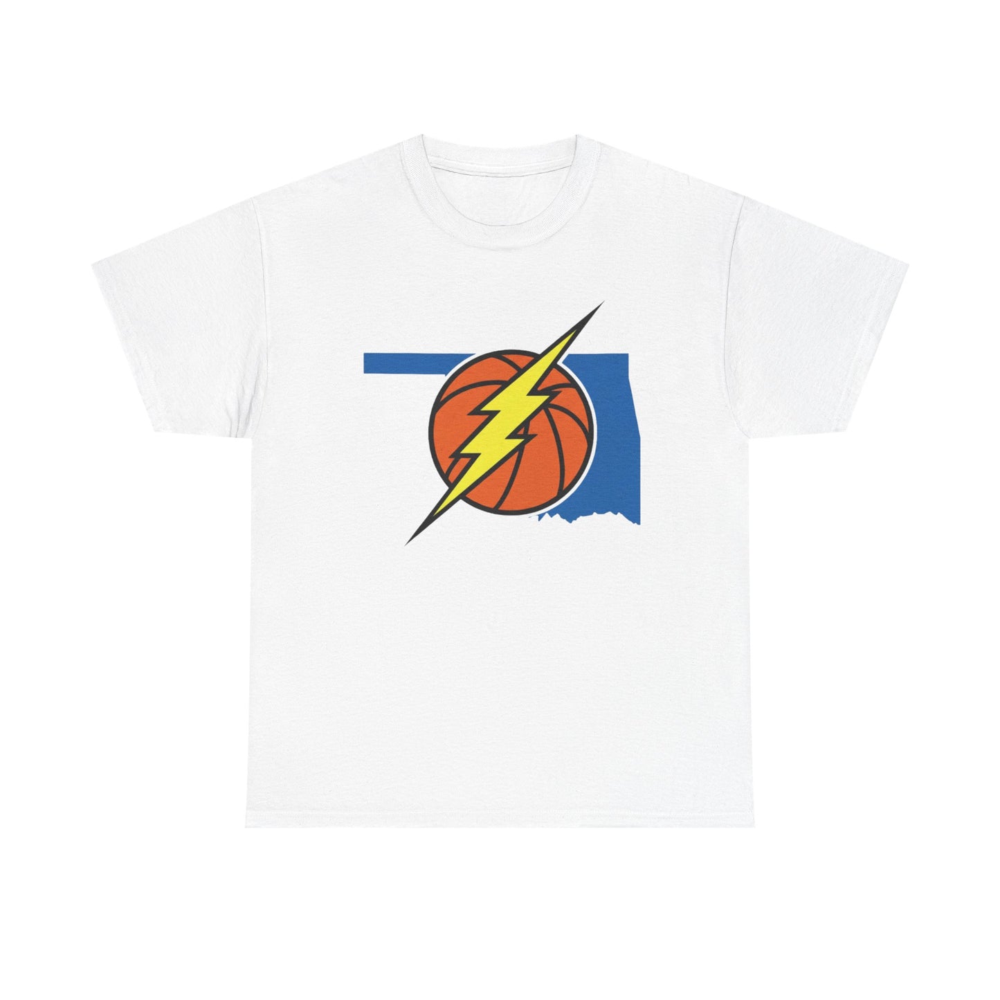 Oklahoma Lightning Basketball T-Shirt | OKC Basketball Inspired Shirt | Blue & Orange Game Day Tee | Oklahoma State Outline Graphic