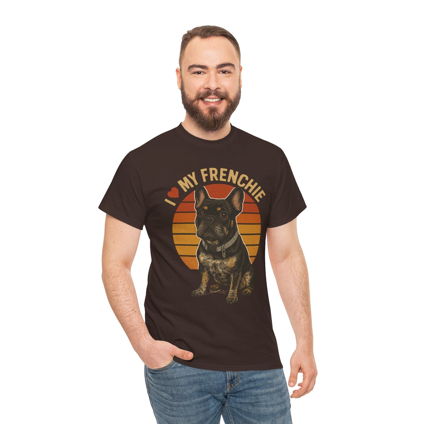 I Love My Frenchie T-Shirt | Retro French Bulldog Tee | Black & Tan Frenchie Gift | Vintage Dog Lover Shirt for Frenchie Moms & Dads