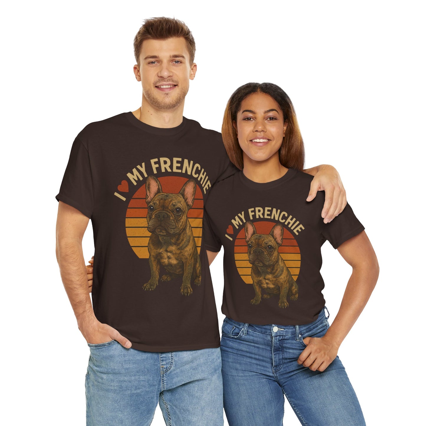 I Love My Frenchie T-Shirt | Brindle French Bulldog Retro Tee | Vintage Dog Lover Shirt | Frenchie Mom & Dad Gift