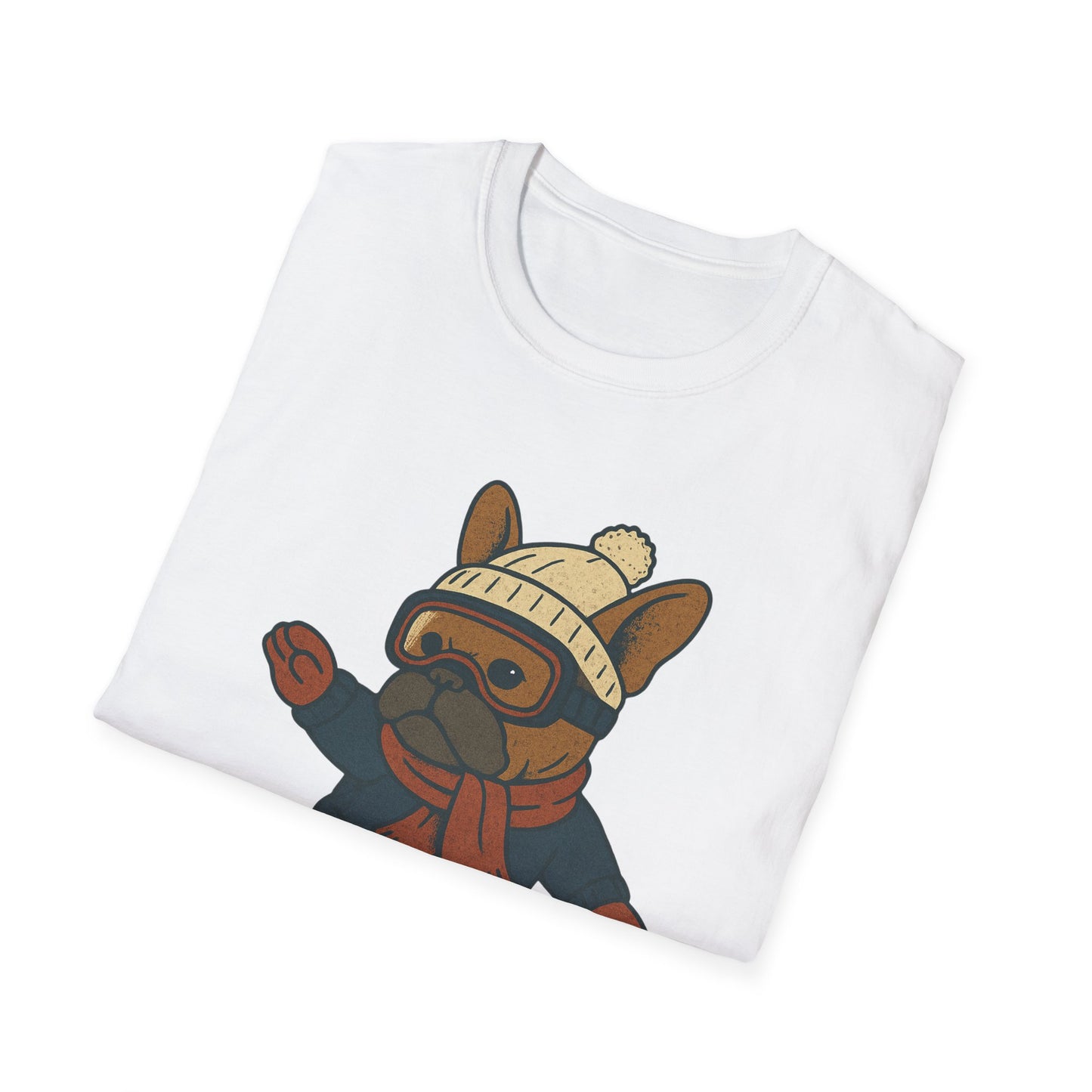 Snowboarding Frenchie T-Shirt | Cute Winter Dog Snowboard Tee | French Bulldog Snowboarder Shirt | Holiday Ski Resort Pup Graphic | Dog Lover Snow Sport Gift