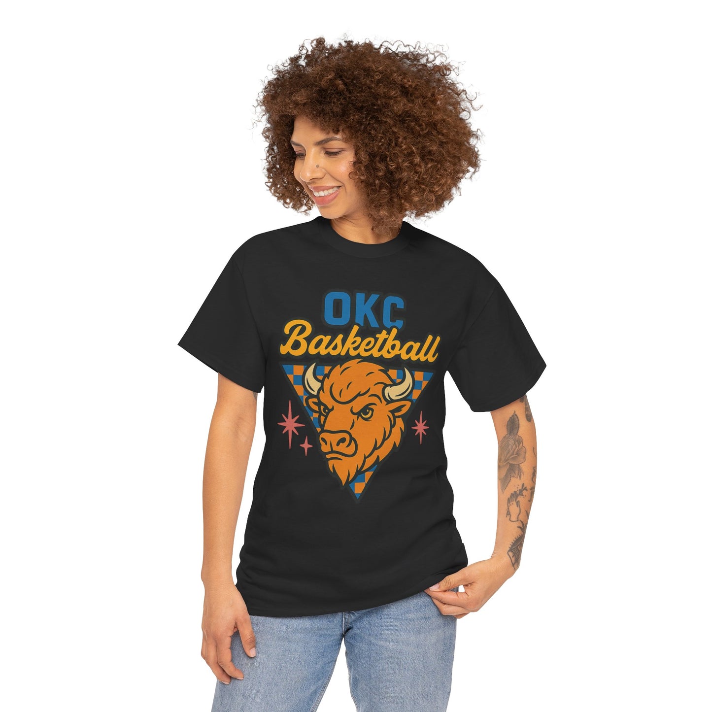 OKC Basketball Bison T-Shirt | Oklahoma City Retro Basketball Tee | Thunder Style Shirt | OKC Fan Gift | Vintage Sports Graphic