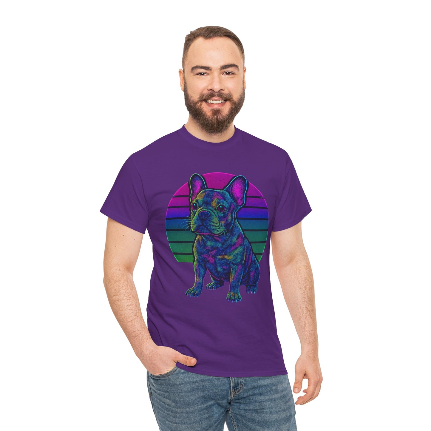 Neon French Bulldog T-Shirt | Retro 80s Frenchie Tee | Colorful Dog Lover Shirt | Electric Frenchie Gift for Men & Women