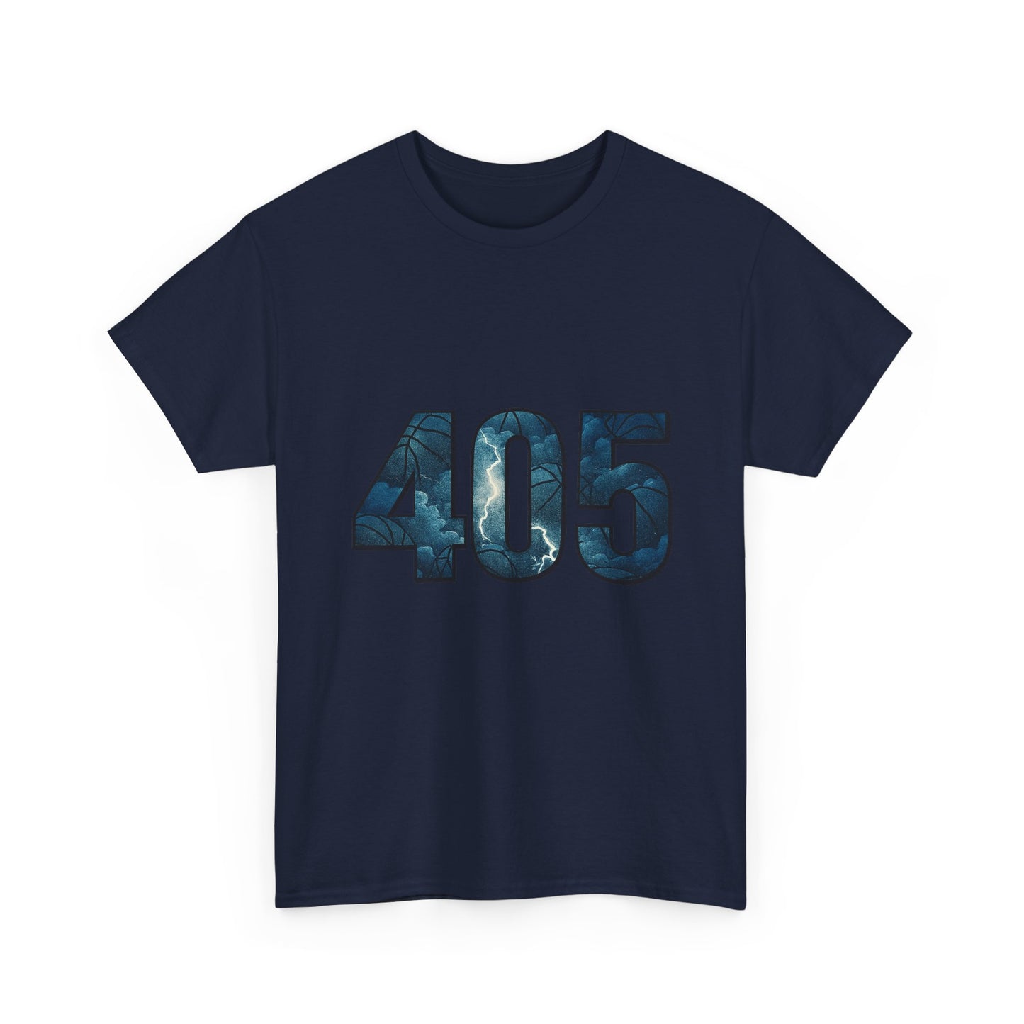 405 Thunder Lightning Tee | OKC Basketball Shirt | Oklahoma Area Code Shirt | Orange & Blue Thunder Fan Graphic Tee | Local Pride Shirt