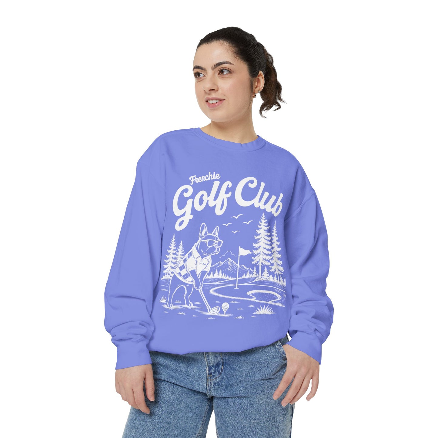 Frenchie Golf Club Sweatshirt, Golfing French Bulldog Crewneck, Golf Lover Dog Sweatshirt, Country Club Frenchie Gift, Vintage Golf Sweatshirt