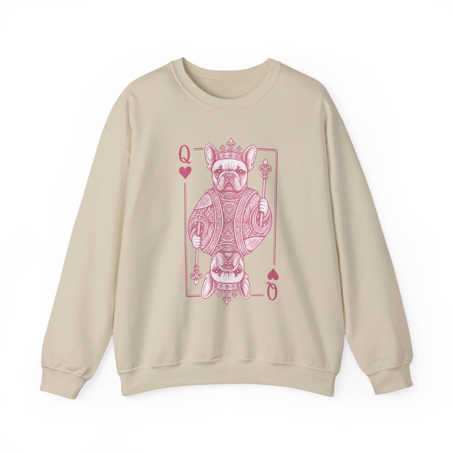 Queen of Hearts French Bulldog Sweatshirt, Frenchie Queen Playing Card Sweatshirt, Dog Mom Crewneck, Royal French Bulldog Gift, Cute Frenchie Sweatshirt