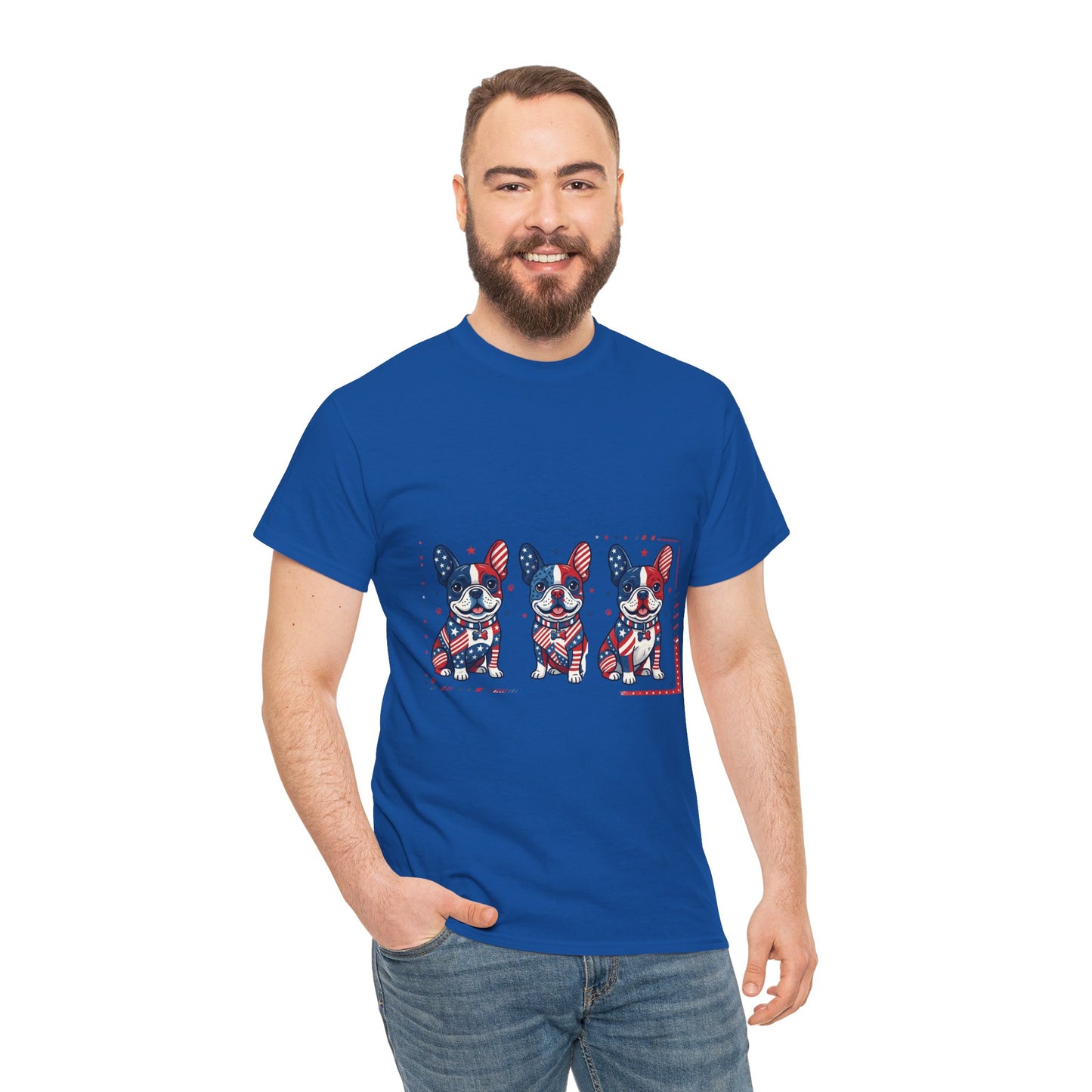 Patriotic French Bulldog Shirt, American Flag Frenchie Trio Tee, Fourth of July Dog Lover Shirt, USA French Bulldog Gift, Frenchie Mom Shirt