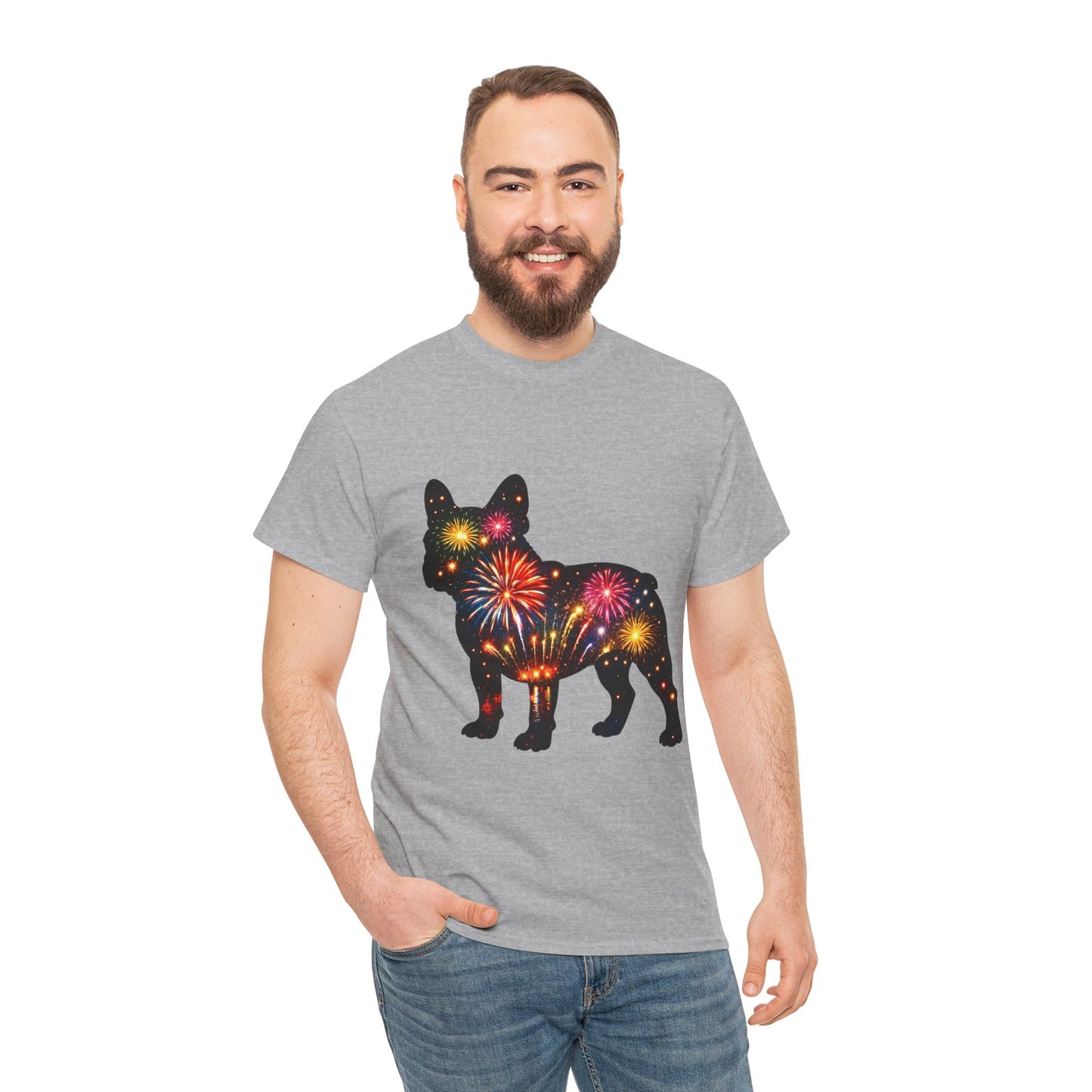 Patriotic French Bulldog Shirt, Fireworks Frenchie Tee, Fourth of July Dog Lover Shirt, Independence Day French Bulldog Gift, USA Dog Tee