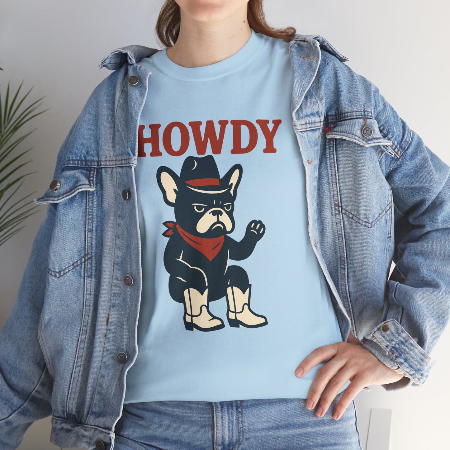 Howdy Frenchie T-Shirt | Cowboy French Bulldog Tee | Western Dog Lover Shirt | Cute Rodeo Pet Gift | Funny Frenchie Cowboy Graphic Tee