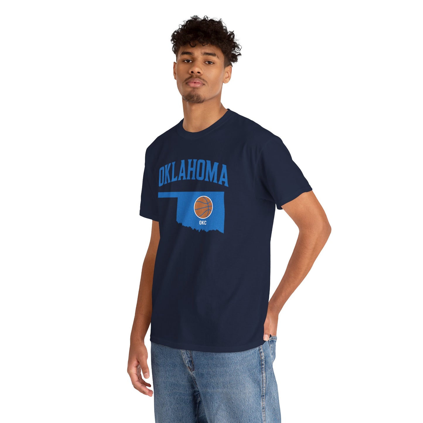Oklahoma City Basketball Shirt | OKC Basketball Style Tee | Blue & Orange Oklahoma State T-Shir