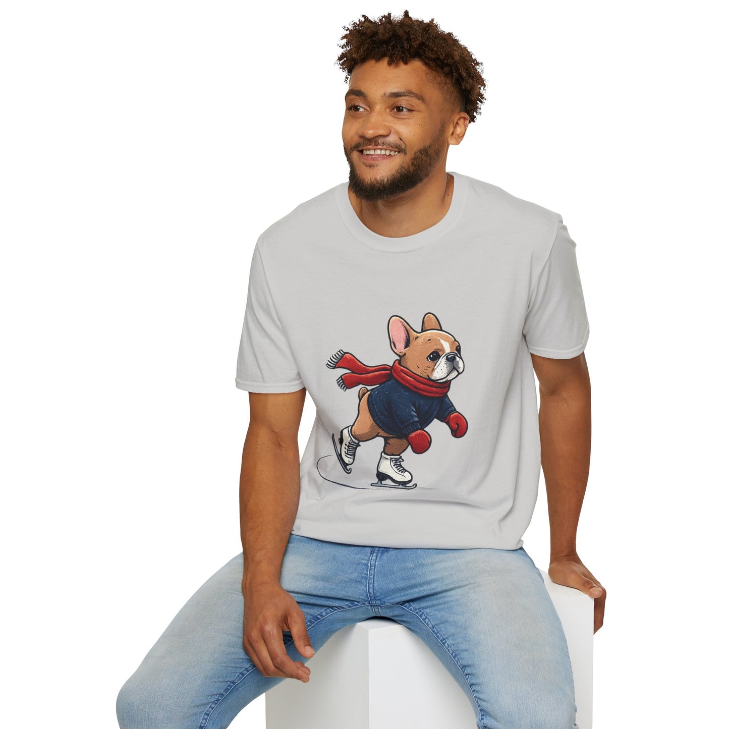French Bulldog Ice Skating Shirt – Cute Winter Frenchie Tee, Holiday Dog Lover Gift, Skating Frenchie T-Shirt, Cozy Winter Puppy Graphic Tee