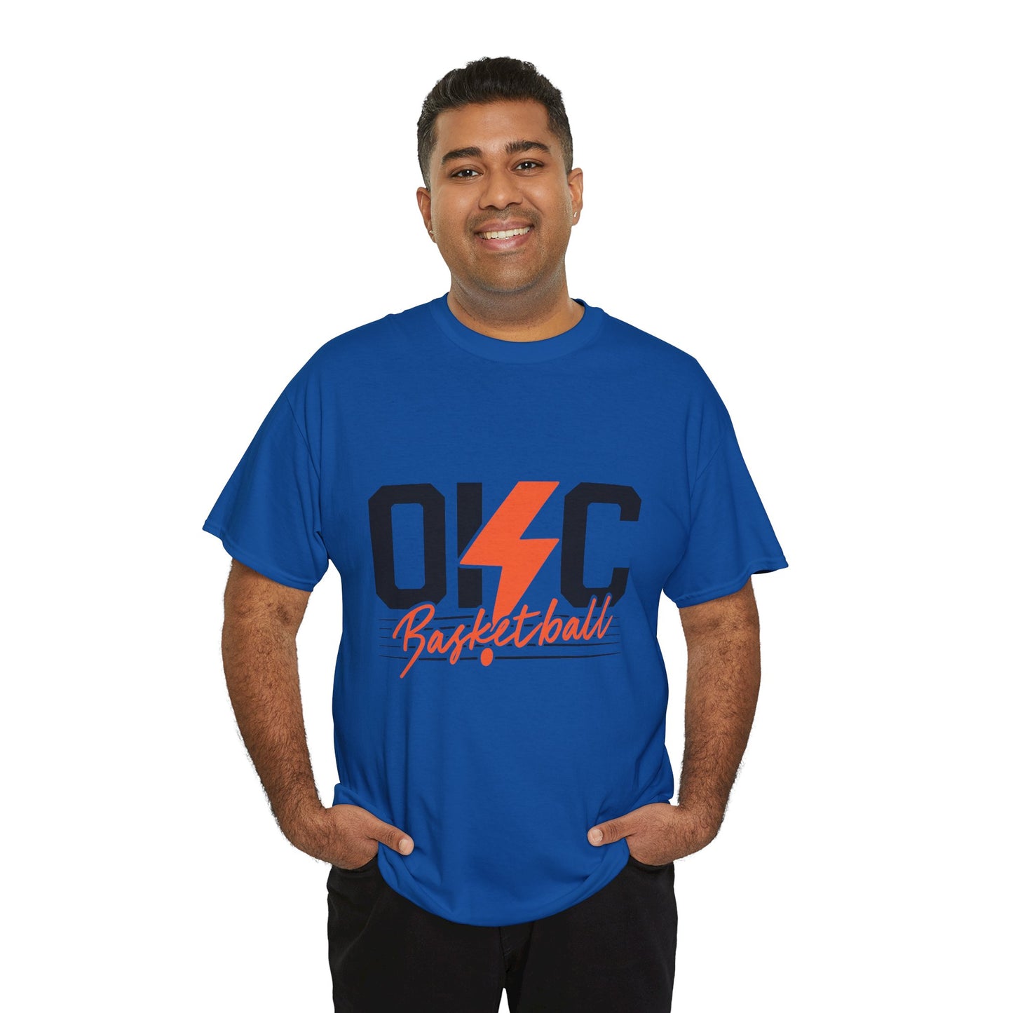 OKC Basketball Lightning Bolt Shirt • Retro Oklahoma City Hoops Tee • Blue & Orange Game Day T-Shirt • Local Basketball Fan Gift
