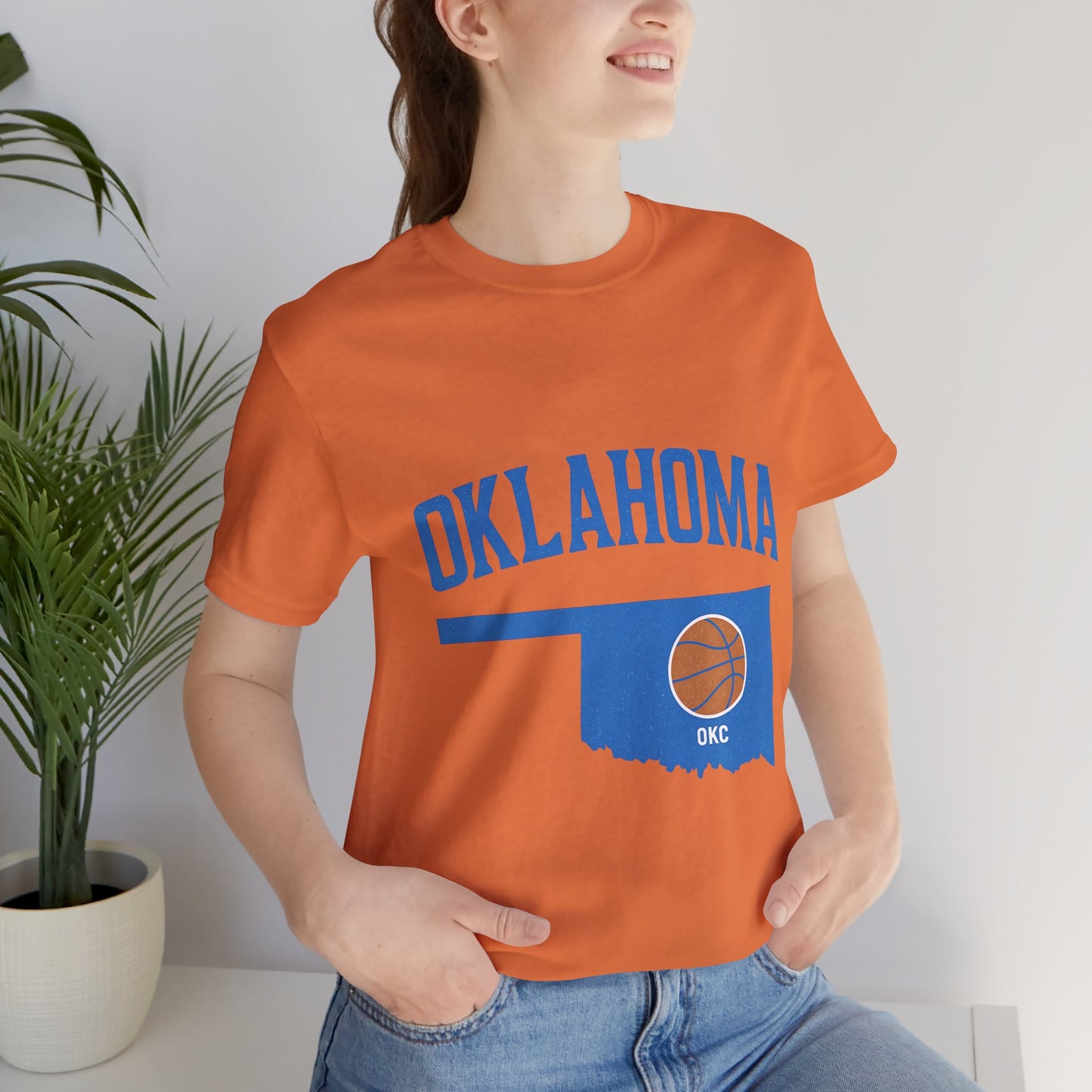 Oklahoma Basketball T-Shirt | OKC State Outline Tee | Blue and Orange Game Day Shirt | Retro Oklahoma Sports Graphic Top