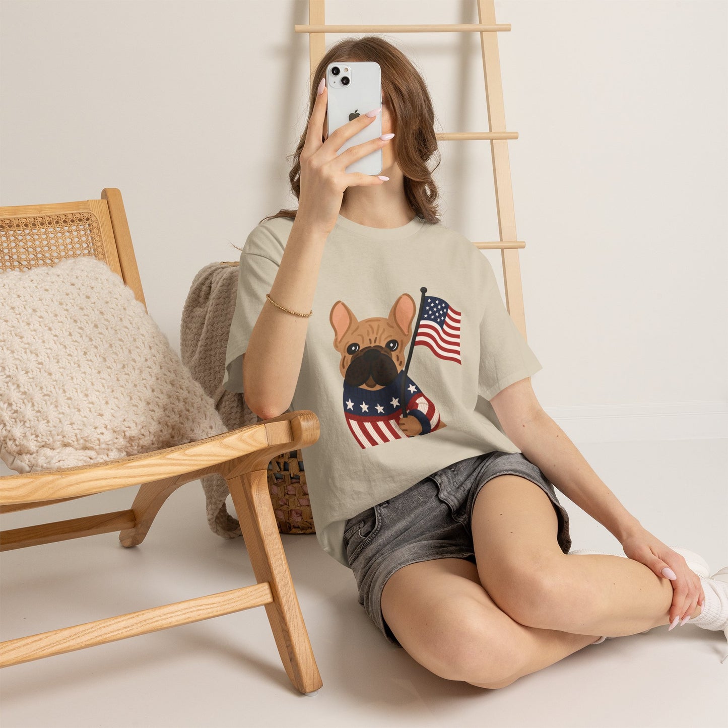 Patriotic French Bulldog Shirt, American Flag Frenchie Tee, Fourth of July Dog Lover Shirt, USA French Bulldog Gift, Patriotic Puppy Sweater Tee