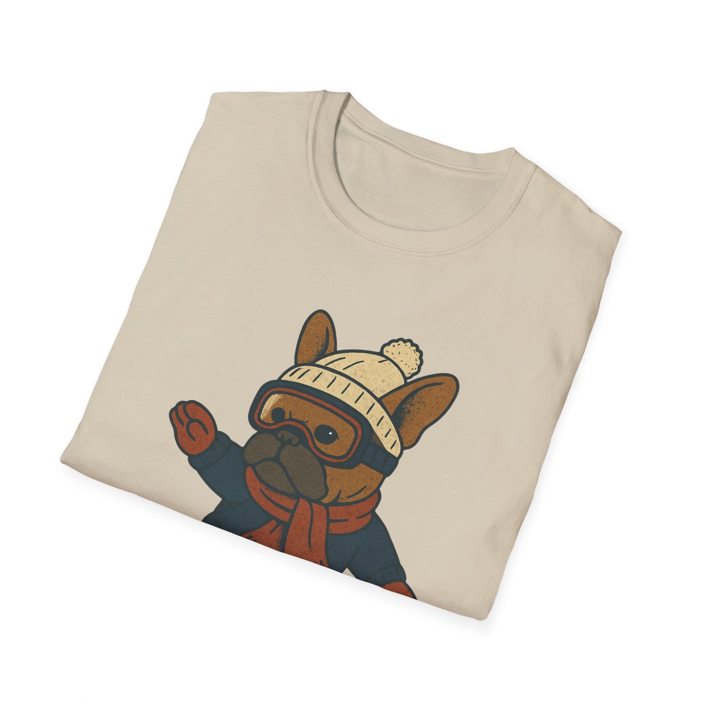 Snowboarding Frenchie T-Shirt | Cute Winter Dog Snowboard Tee | French Bulldog Snowboarder Shirt | Holiday Ski Resort Pup Graphic | Dog Lover Snow Sport Gift