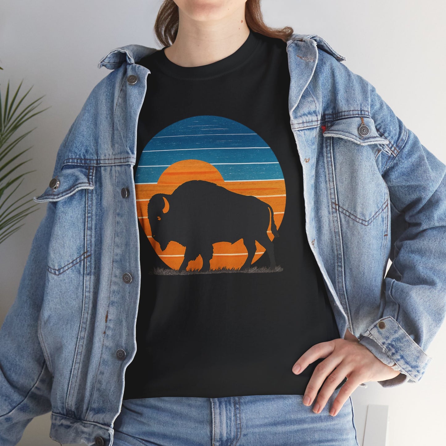 Oklahoma Bison Sunset Shirt | Retro Buffalo Tee | OKC Basketball Colors T-Shirt