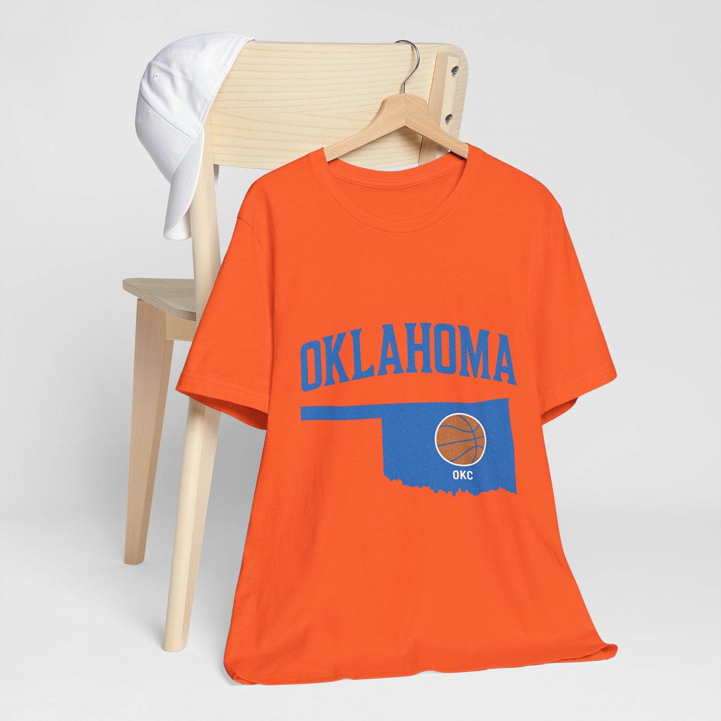 Oklahoma Basketball T-Shirt | OKC State Outline Tee | Blue and Orange Game Day Shirt | Retro Oklahoma Sports Graphic Top