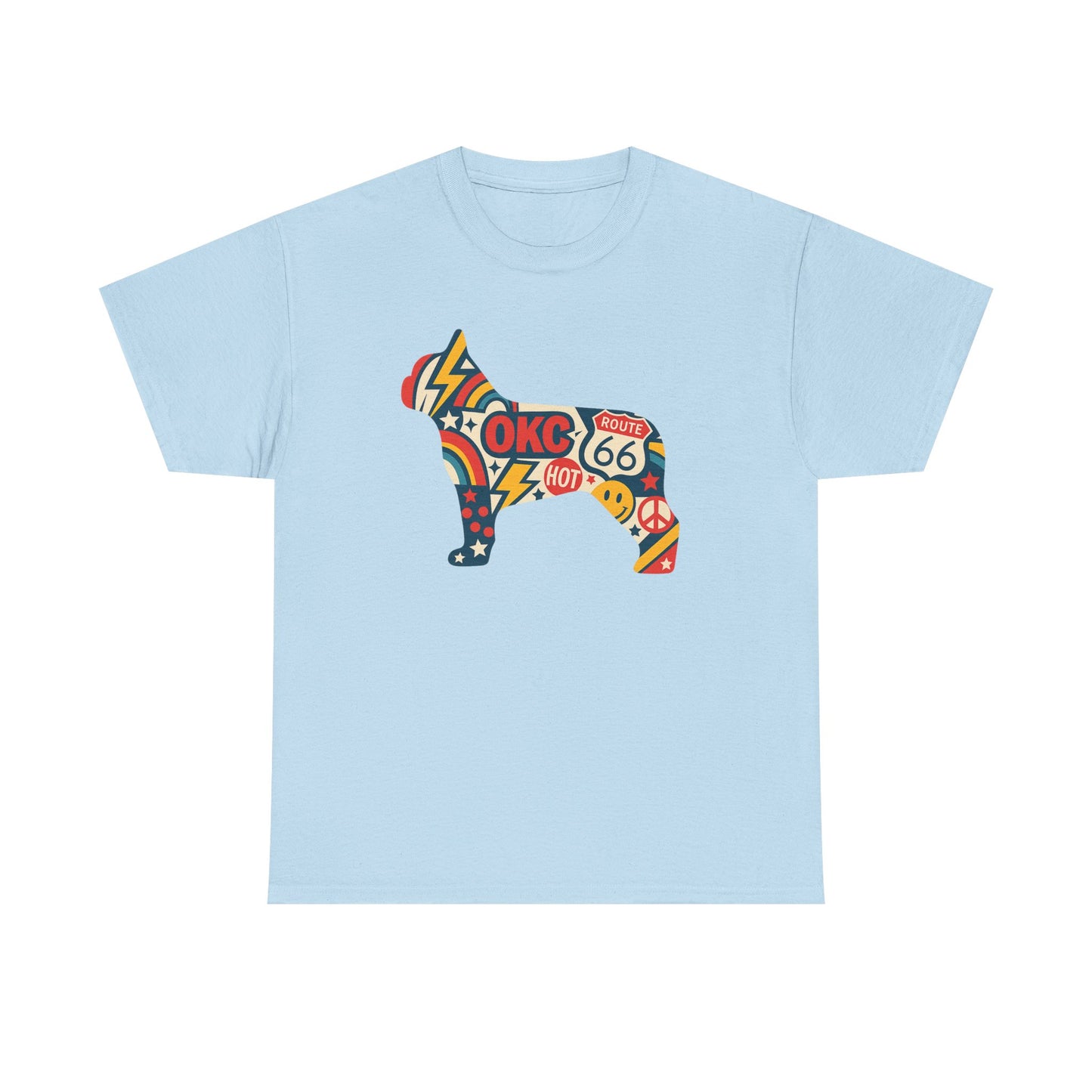 Oklahoma Route 66 French Bulldog T-Shirt | Retro OKC Frenchie Tee | Vintage Route 66 Dog Lover Shirt | Oklahoma Pride Gift for Frenchie Fans