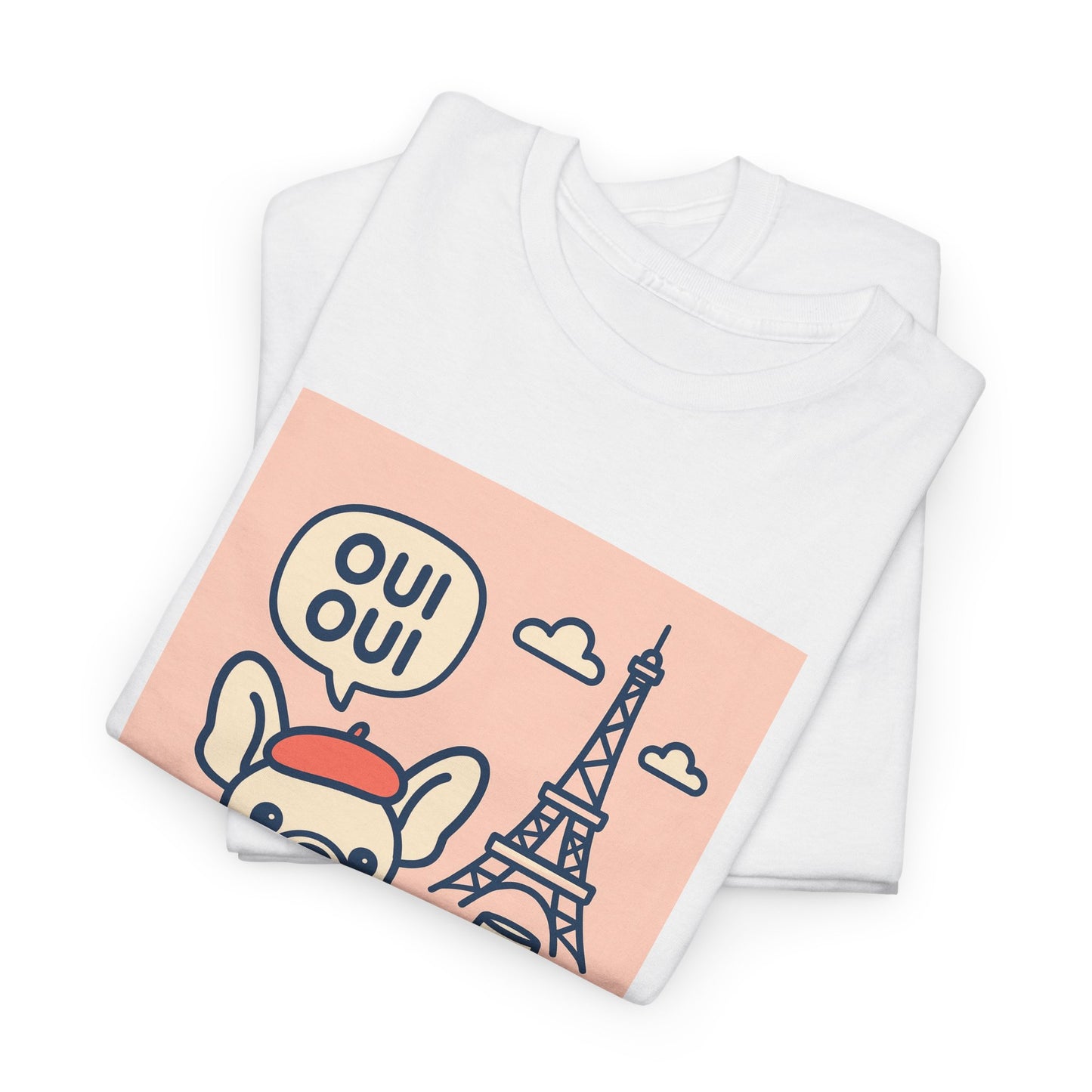 Oui Oui Frenchie Paris T-Shirt – Cute French Bulldog Café Tee, Paris Dog Lover Shirt, Beret & Baguette Graphic, French Bulldog Gift for Women & Men
