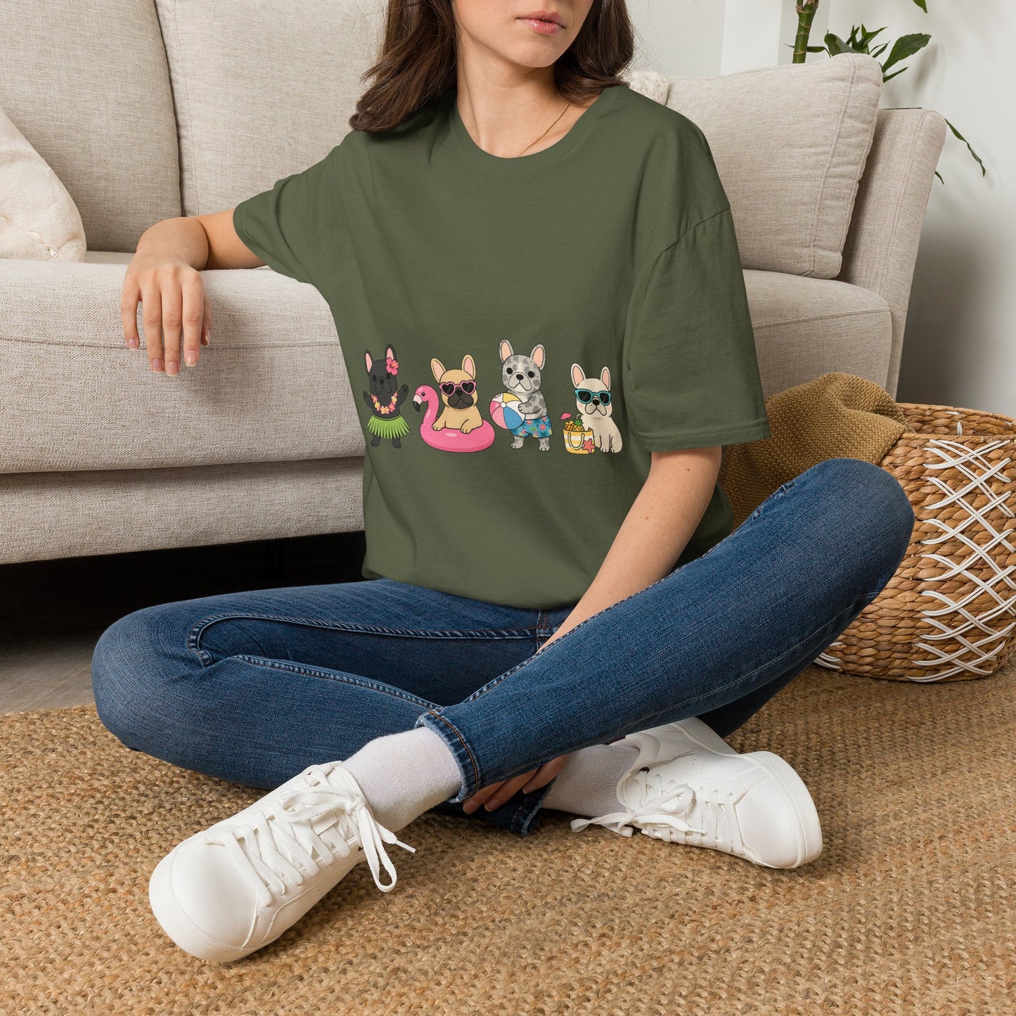 Summer French Bulldog Shirt, Beach Frenchie Tee, Cute Frenchie Summer Shirt, Vacation Dog Mom Shirt, Tropical French Bulldog Graphic Tee