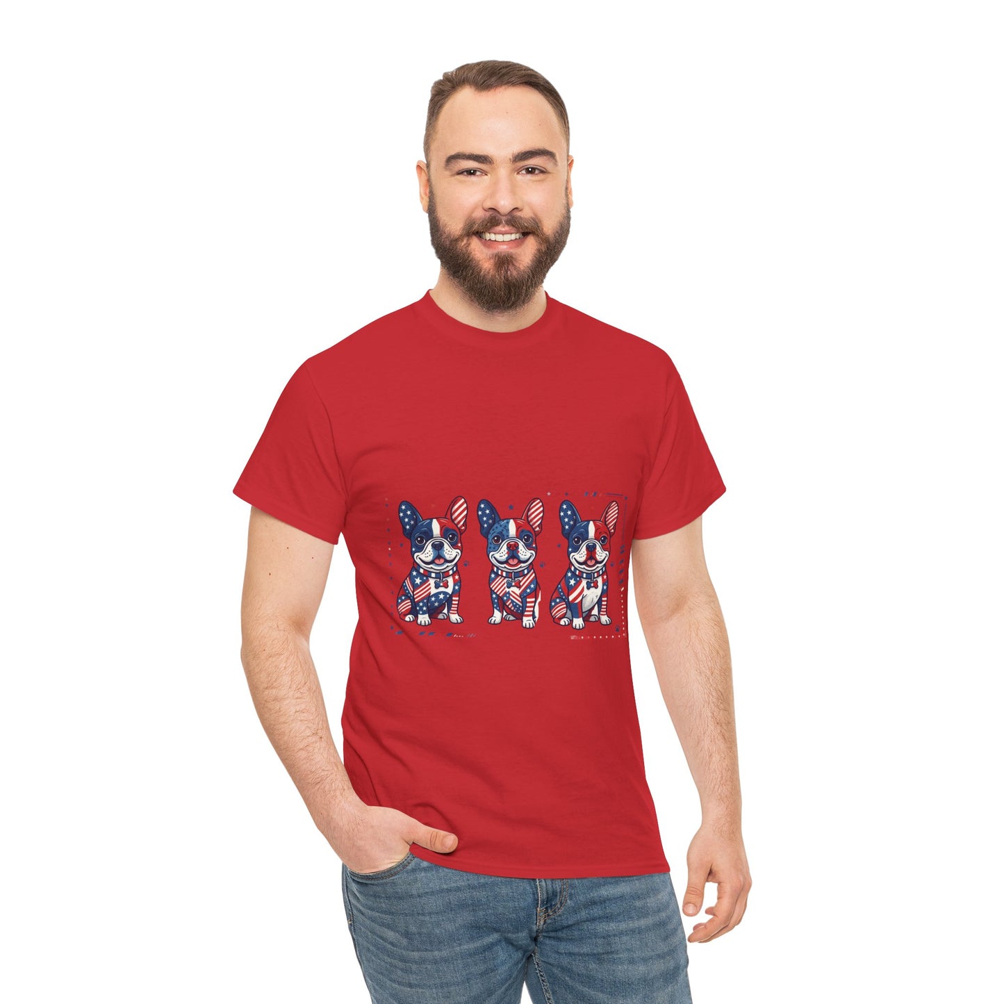 Patriotic French Bulldog Shirt, American Flag Frenchie Trio Tee, Fourth of July Dog Lover Shirt, USA French Bulldog Gift, Frenchie Mom Shirt